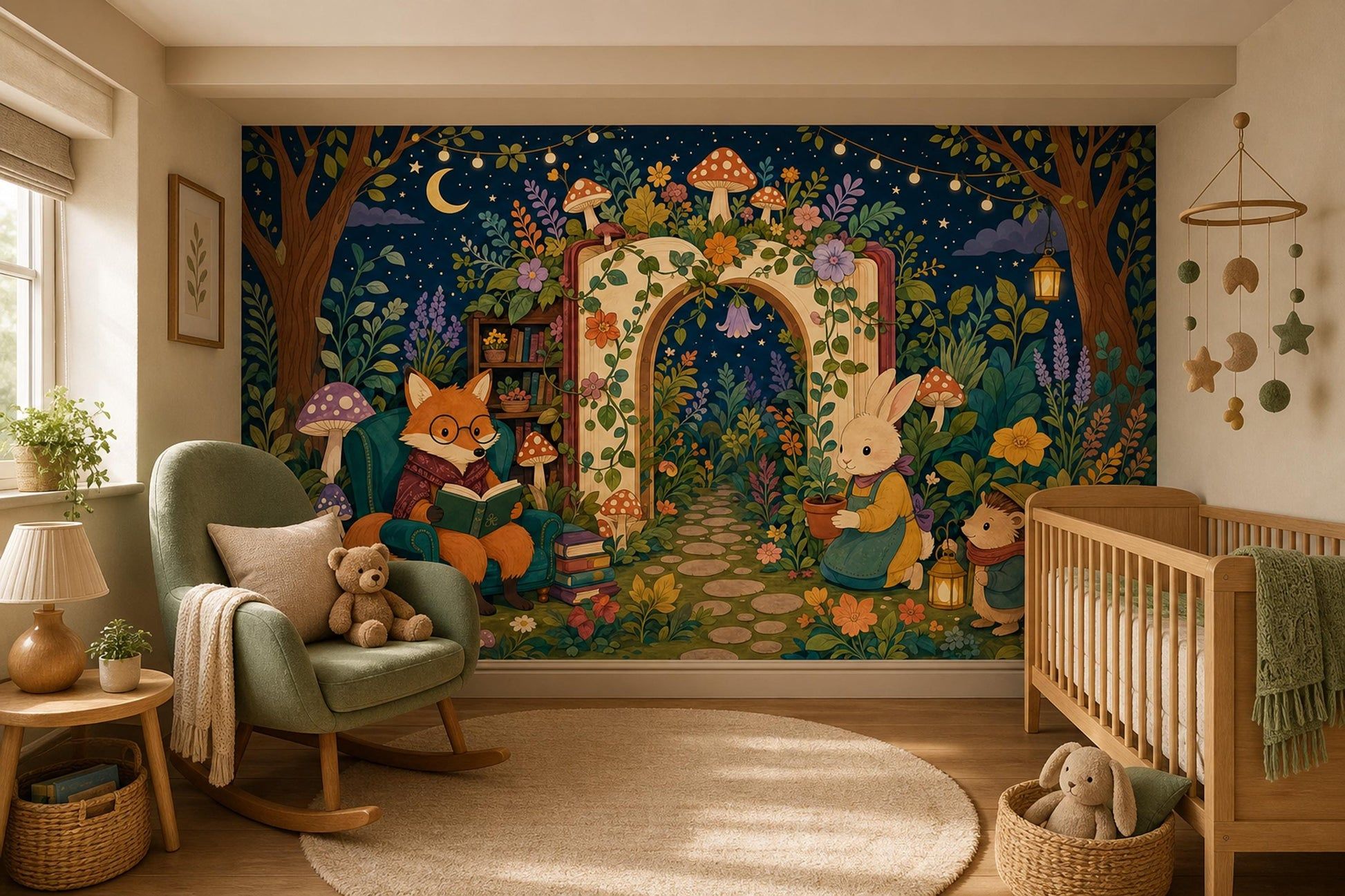 1946x1297 Storybook Forest Wall Mural Enchanted Reading Nook Woodland Library Nursery Decor