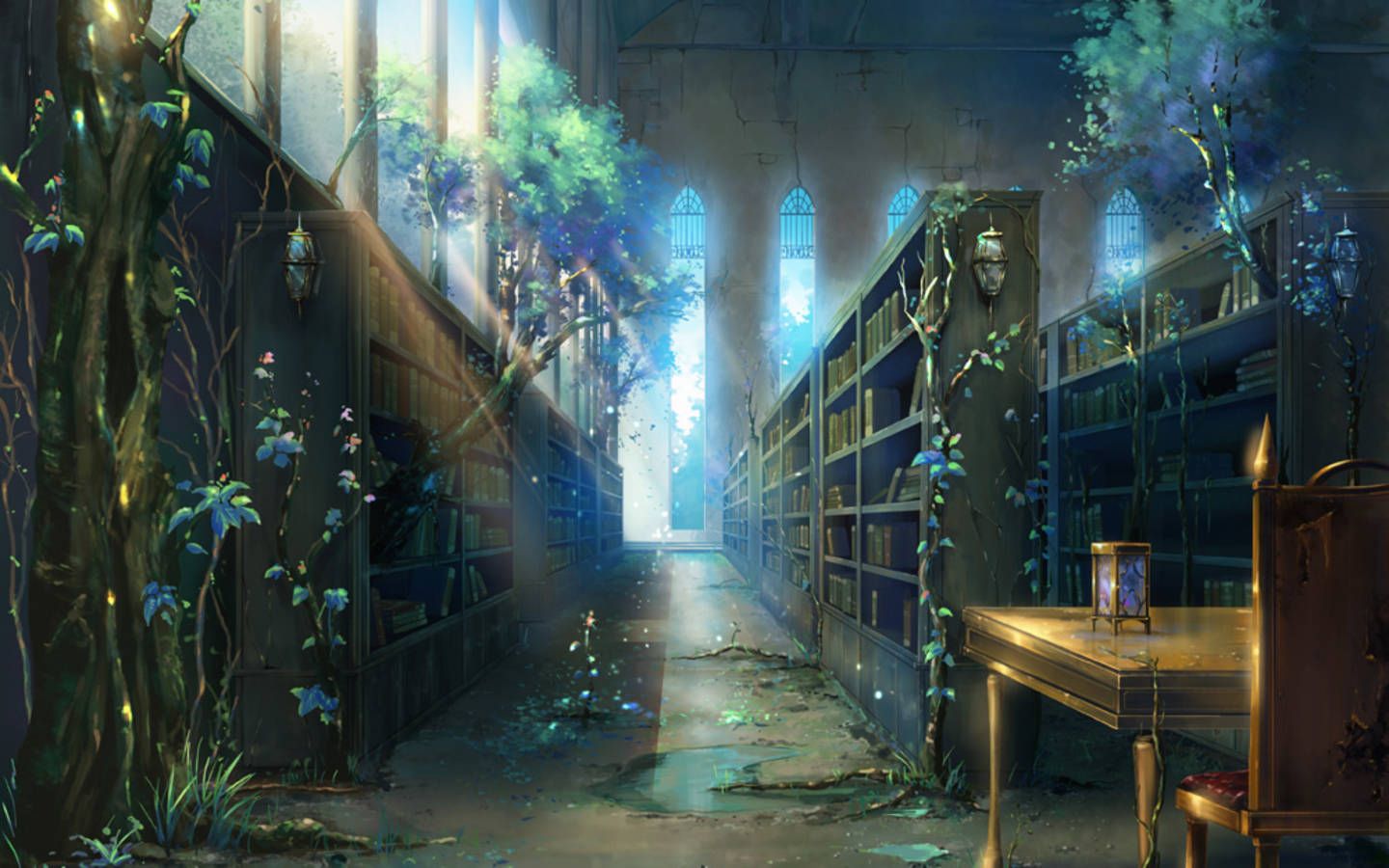 1440x900 Download Awesome Enchanted And Abandoned Library Wallpaper