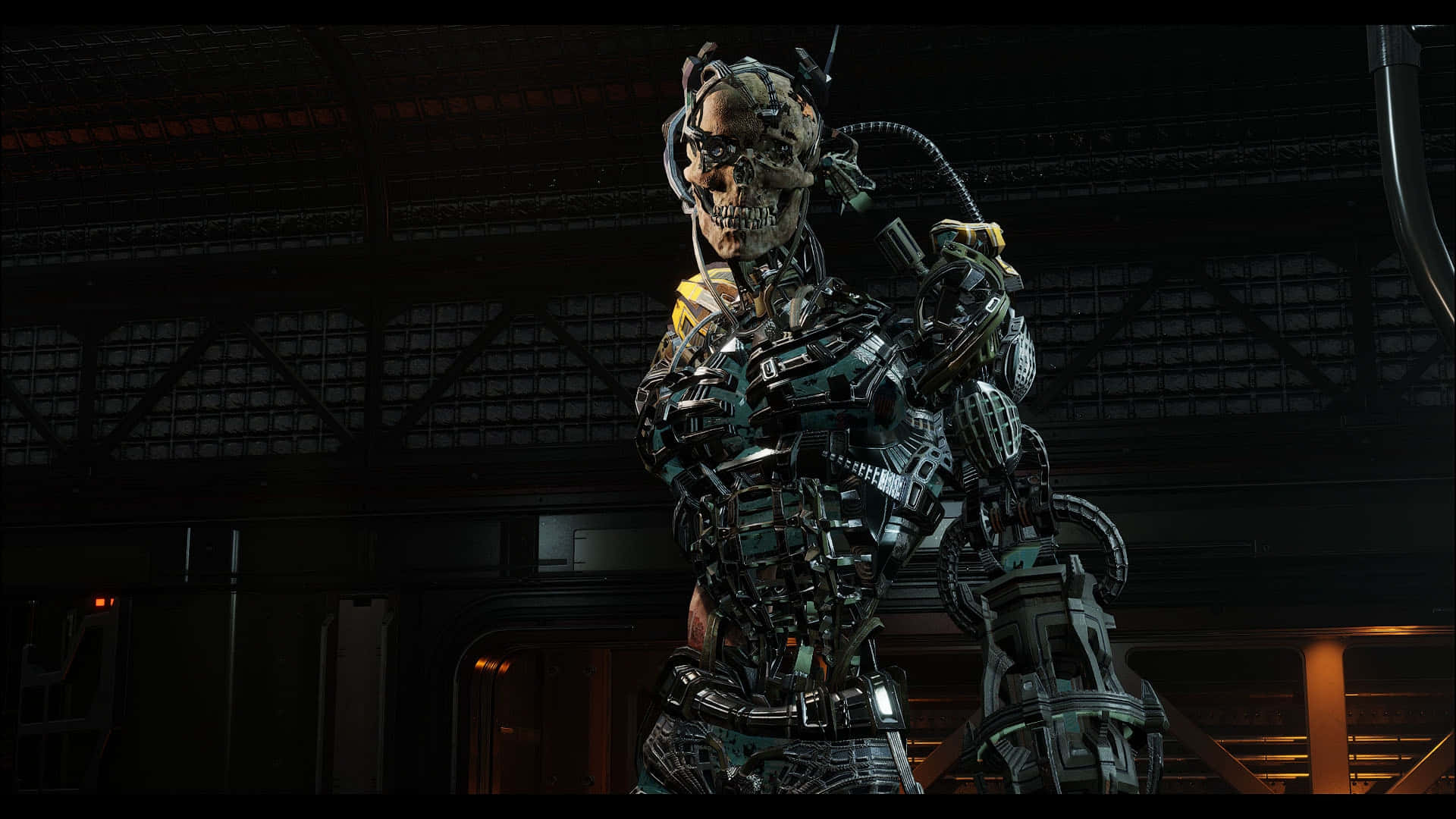 1920x1080 Download a robot in a futuristic setting Background