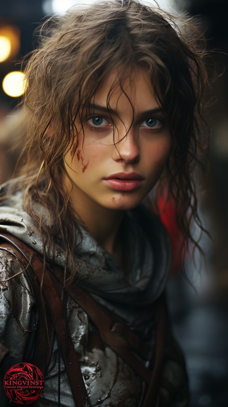736x1313 Fantasy wallpaper. female soldier. medieval. dirty hair. female warrior