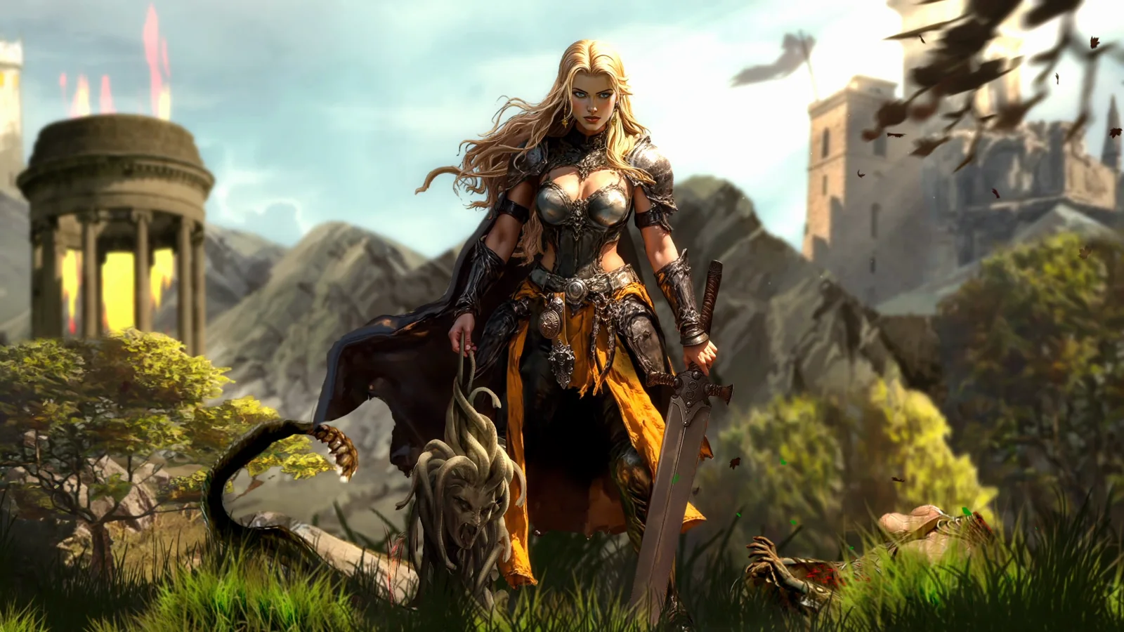 1600x900 Barbarian Warrior in a Mountain Valley Wallpaper