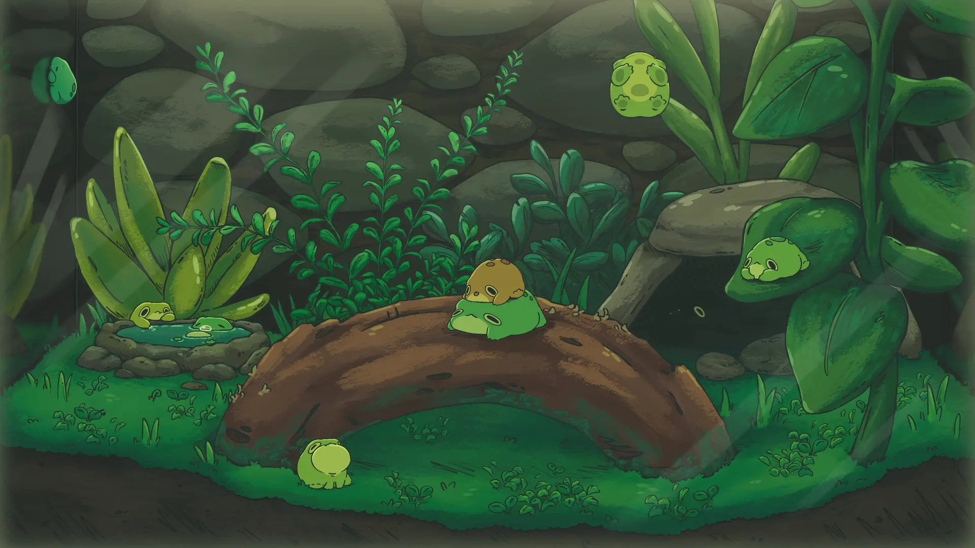1920x1080 Cute Frogs Terrarium Live Wallpaper 4K for Windows & macOS