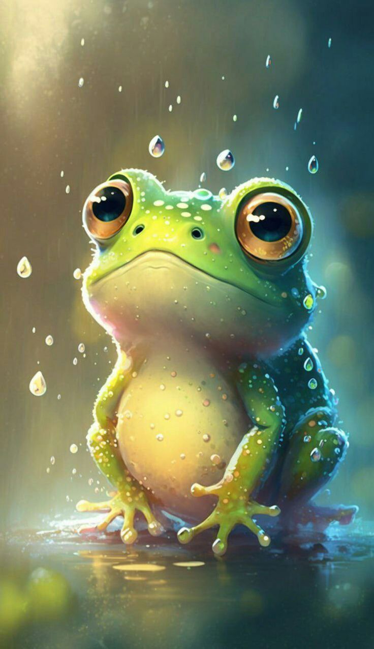 736x1276 Adorable Frog with Big Eyes. Adorable frog illustration, Children's book illustration inspiration, Cute animal wallpaper