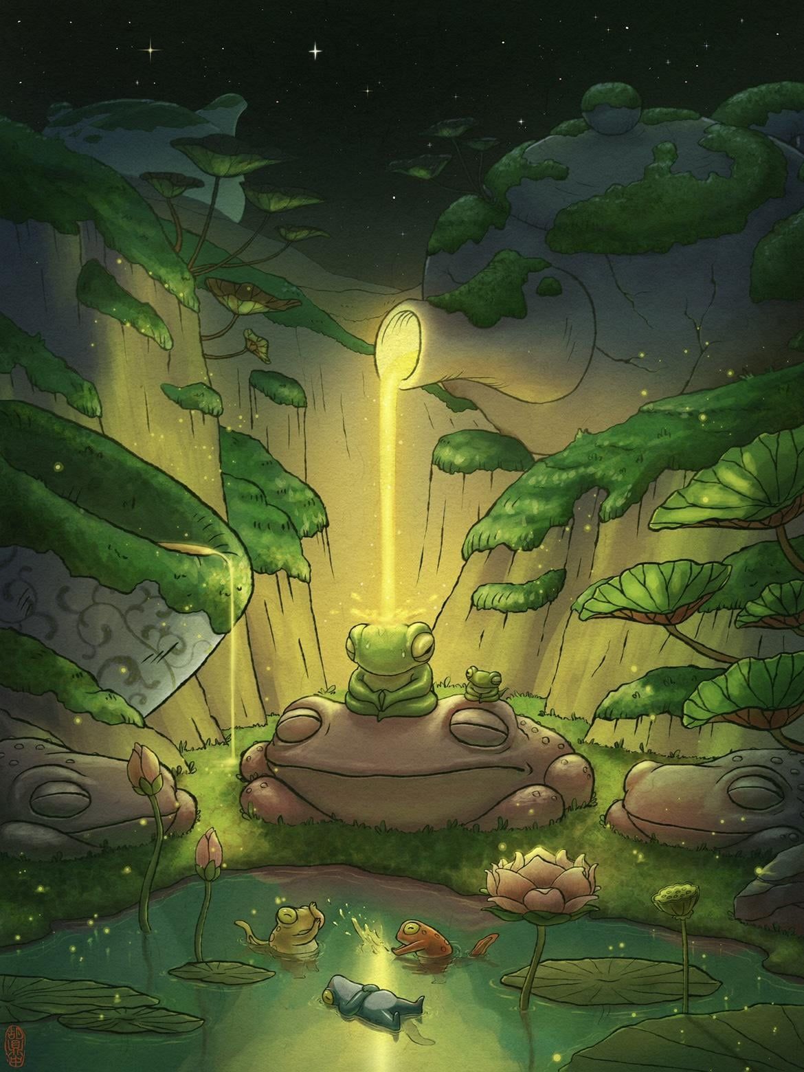 1170x1560 I illustrated some frogs living in a tea tray world, I thought you might enjoy it!