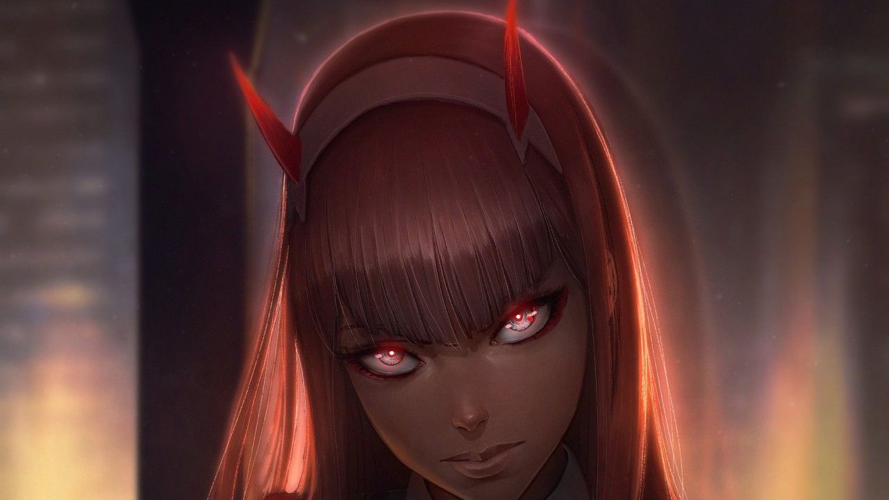 1280x720 Darling In The FranXX Scary Zero Two With Brown Hair HD Anime Wallpaper