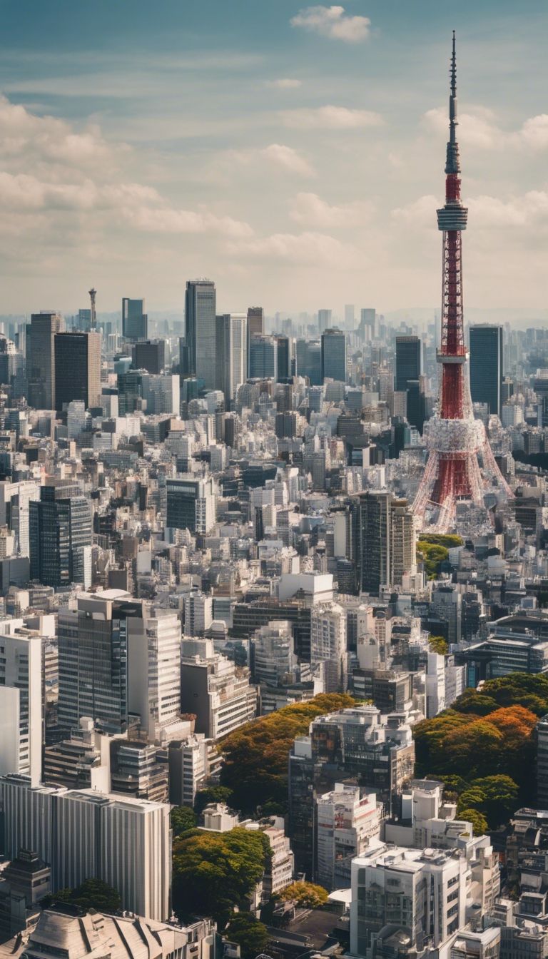 768x1344 Tokyo skyline on a sunny day.' Wallpaper [220a6a379272450db79d]