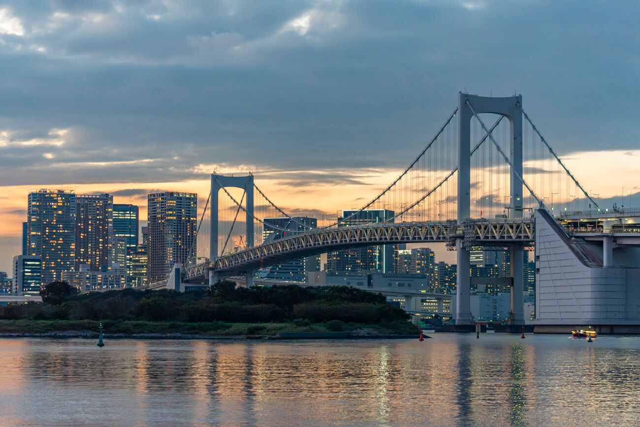 1300x868 Rainbow Bridge Odaiba Tokyo Skyline: Free Cityscape Picture