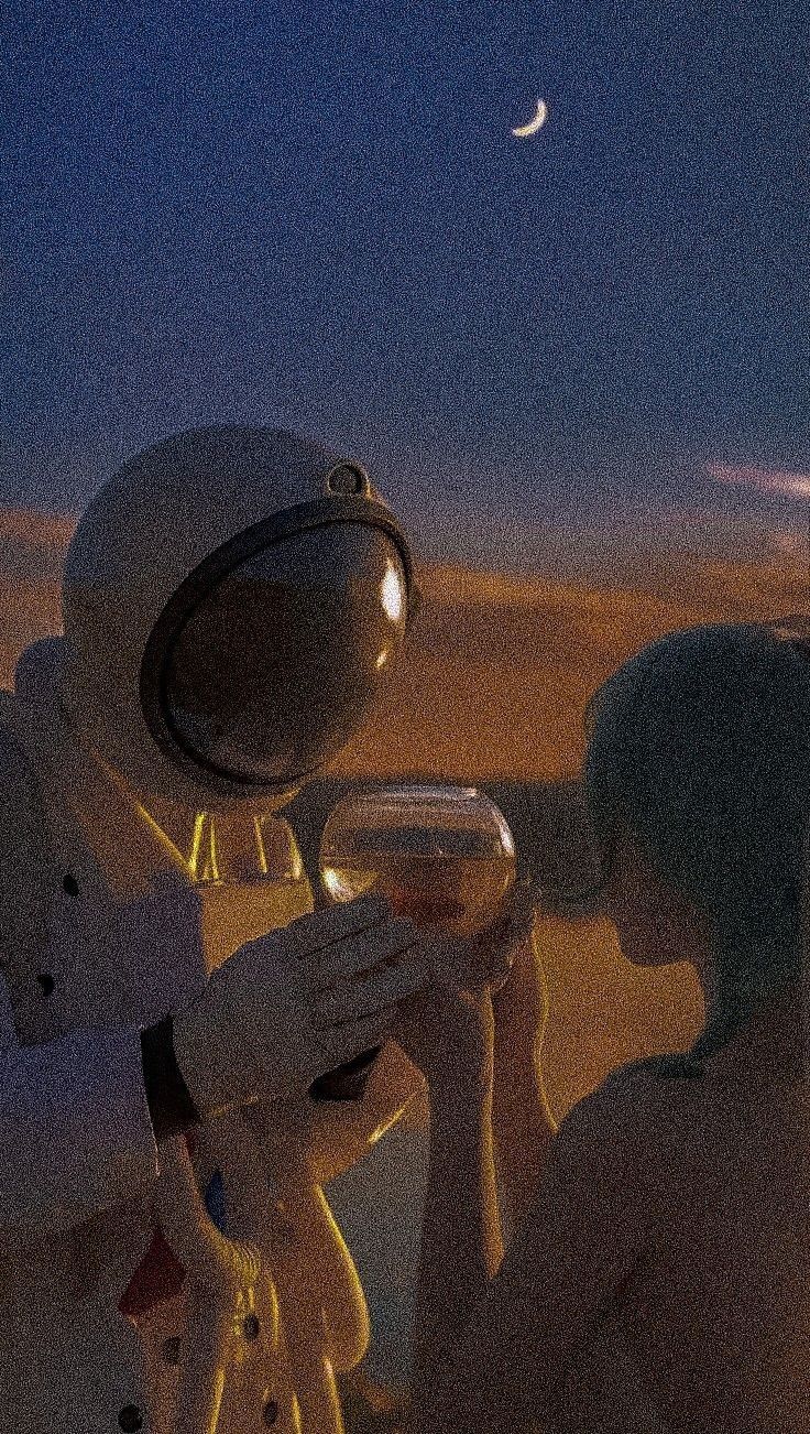 736x1302 Aesthetic astronaut. Astronautics photography sunset, Astronaut couple wallpaper, In space