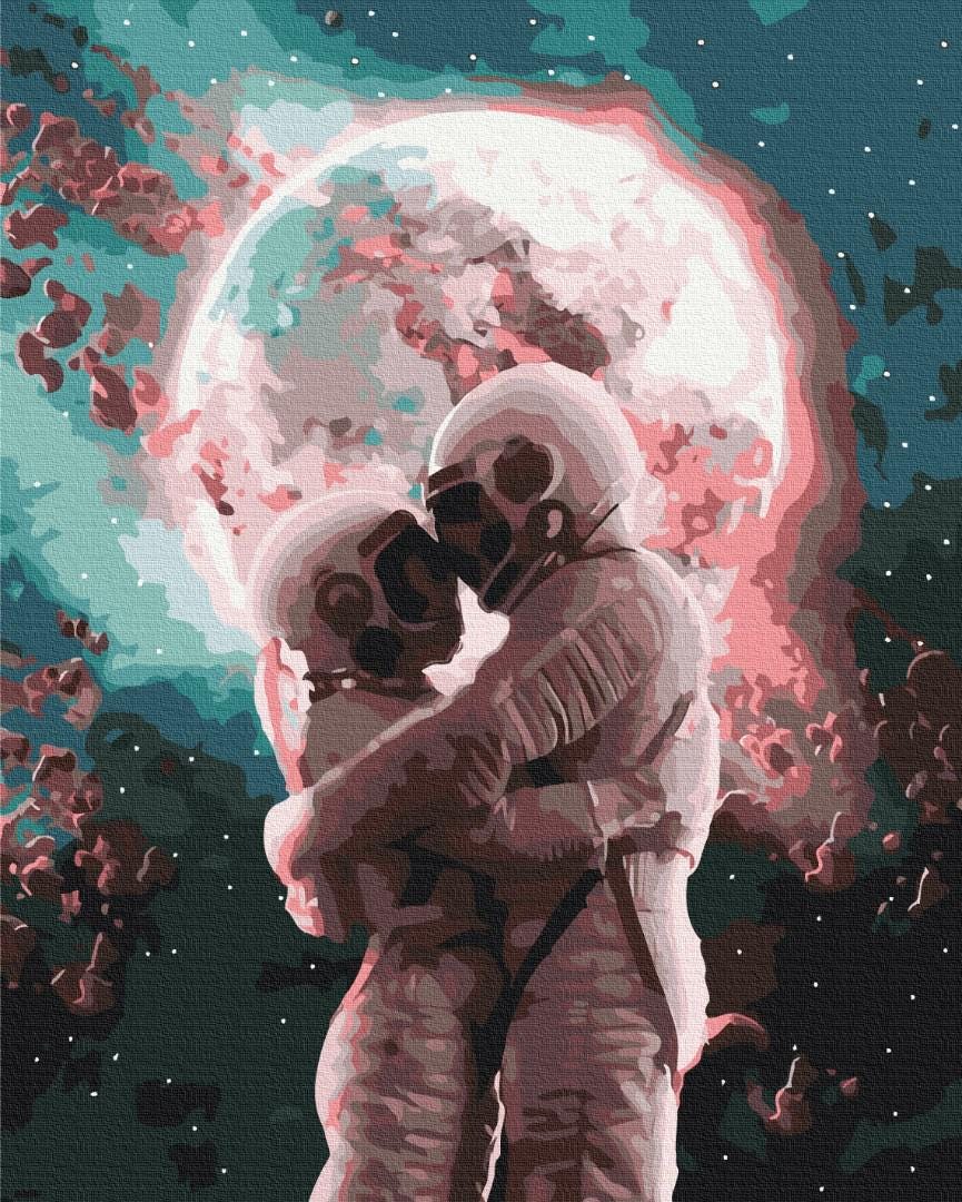 865x1080 Astronauts Couple Paint by Number Kit Love Diy Painting Kit Kisses Hugs Painting on Canvas for Adults Wall Picture Frame Set