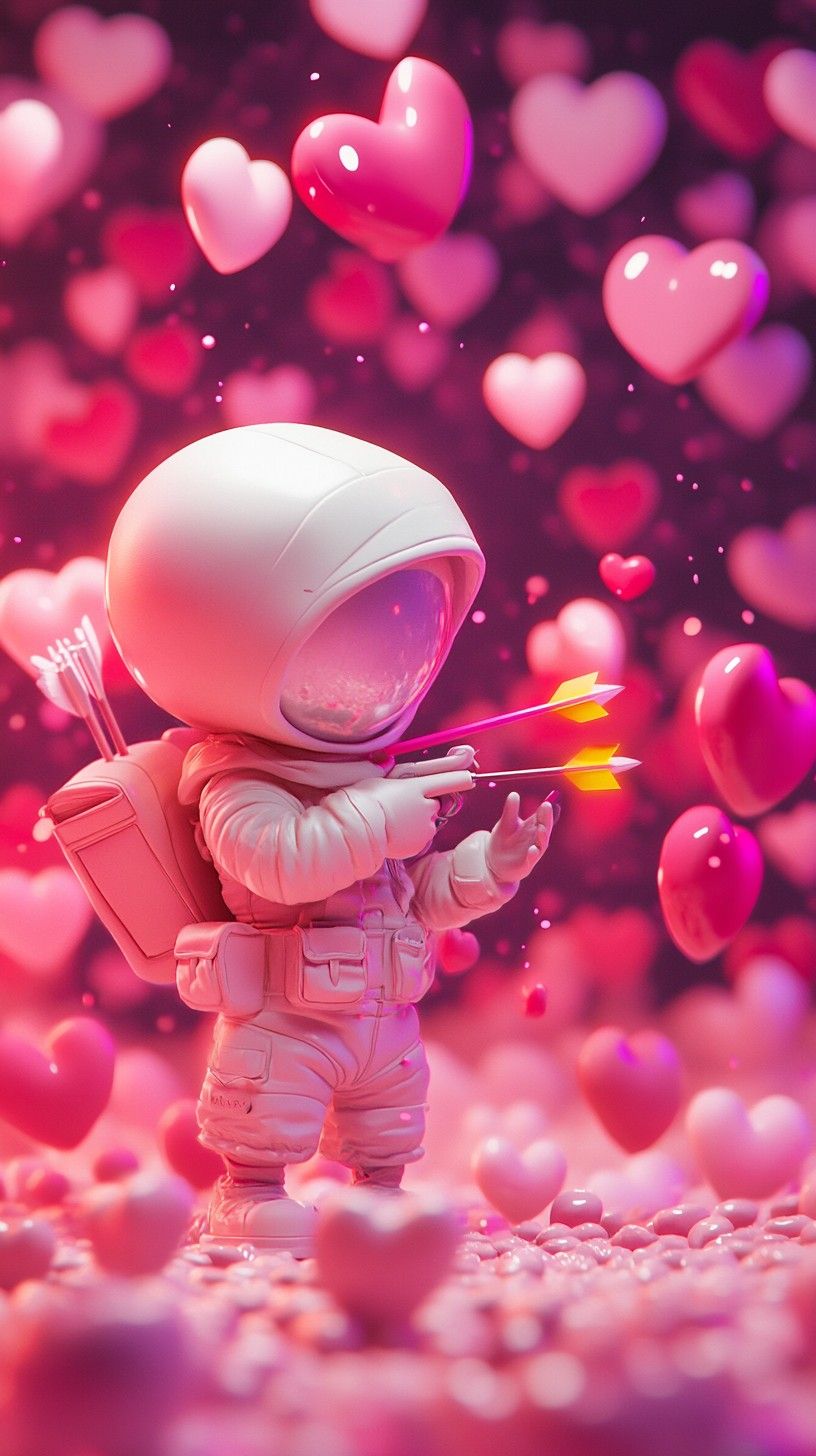 816x1456 Download Astronaut, hearts, love Image, Hearts, Love