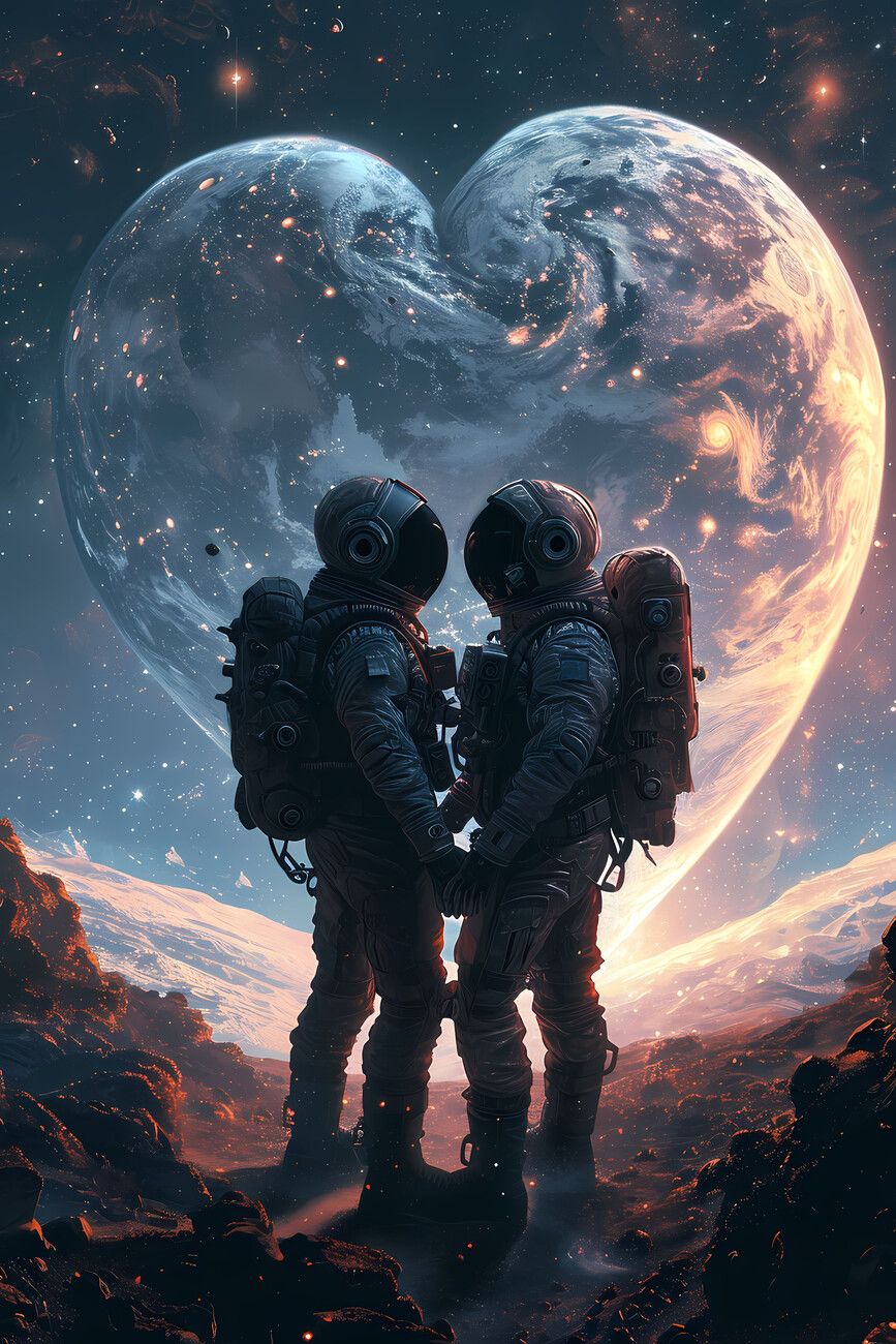867x1300 Poster Astronaut lovers in space