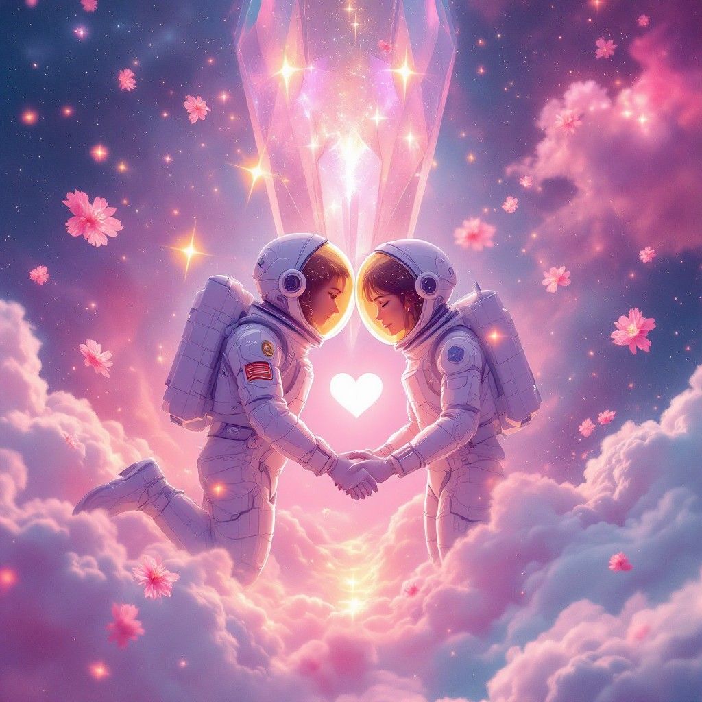 1024x1024 Download Space Love Story Image, Astronauts, Love