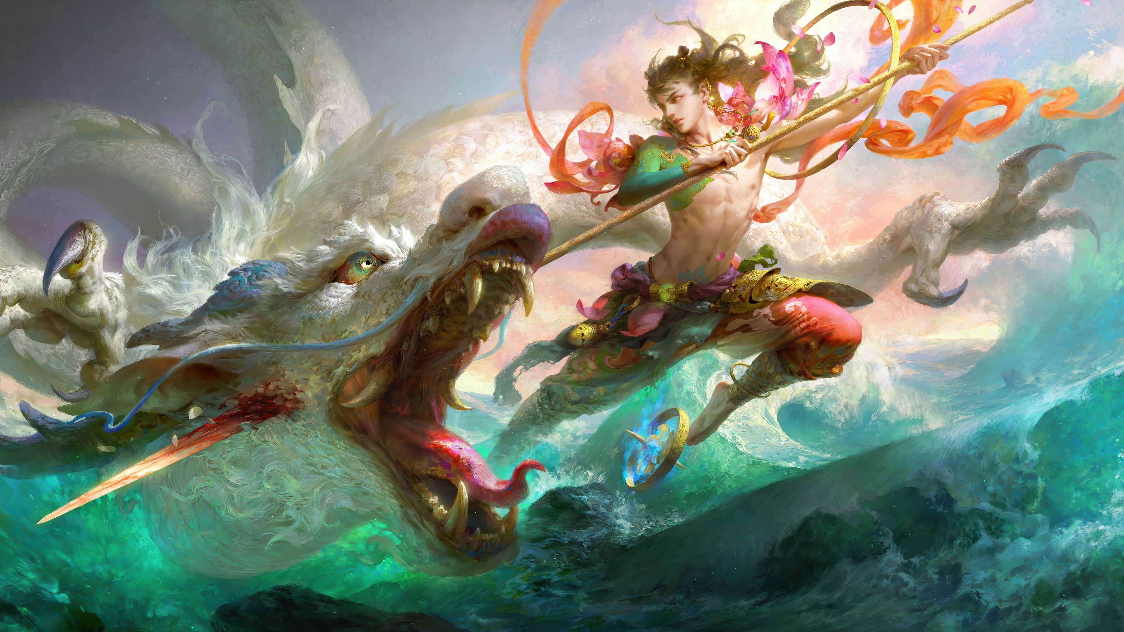 3840x2160 Nezha Dragon Fantasy Wallpaper 4K HD PC f