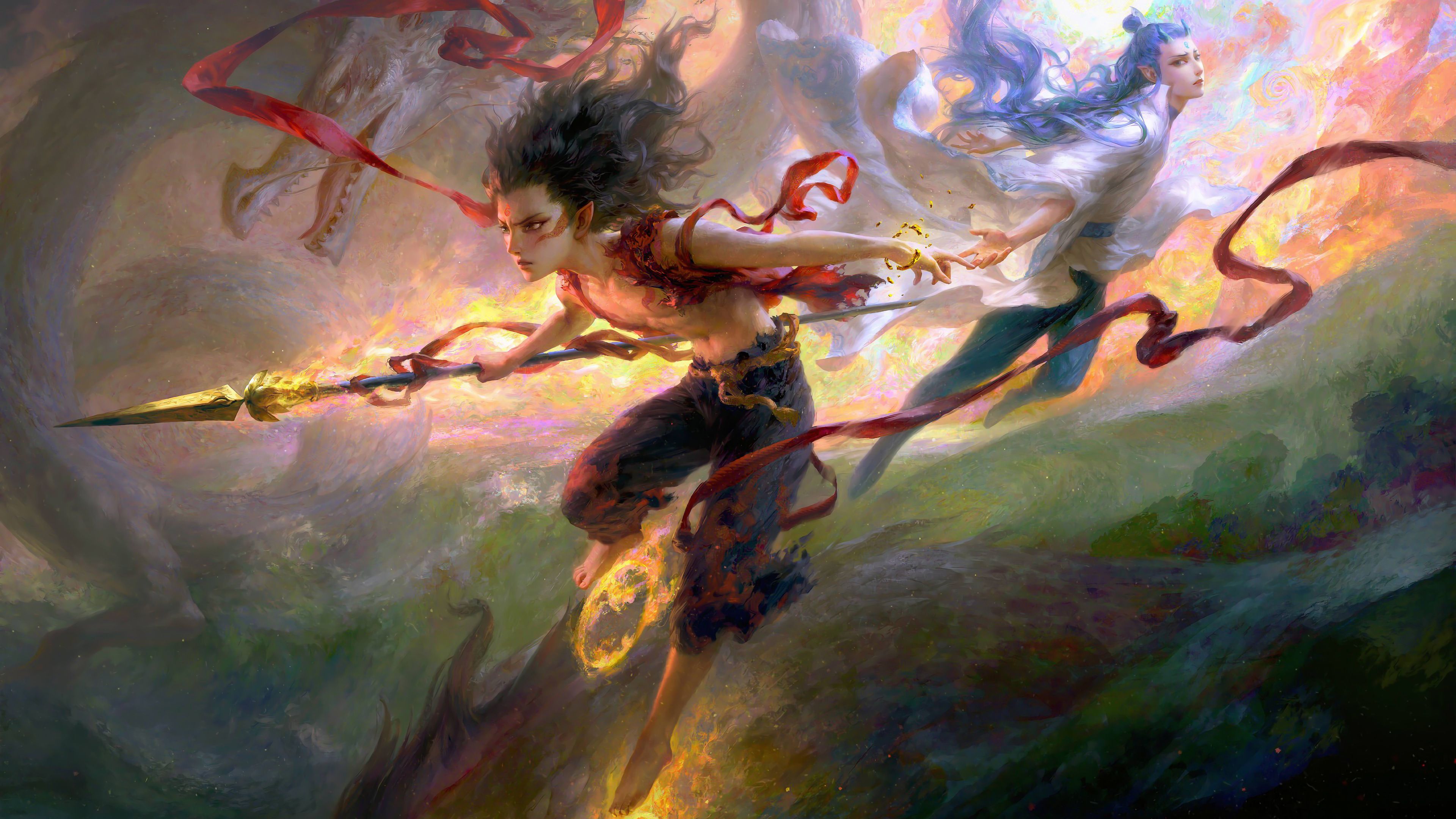 3840x2160 Ne Zha 4K Ultra HD Movie Wallpaper: Epic Battle in Motionx2160