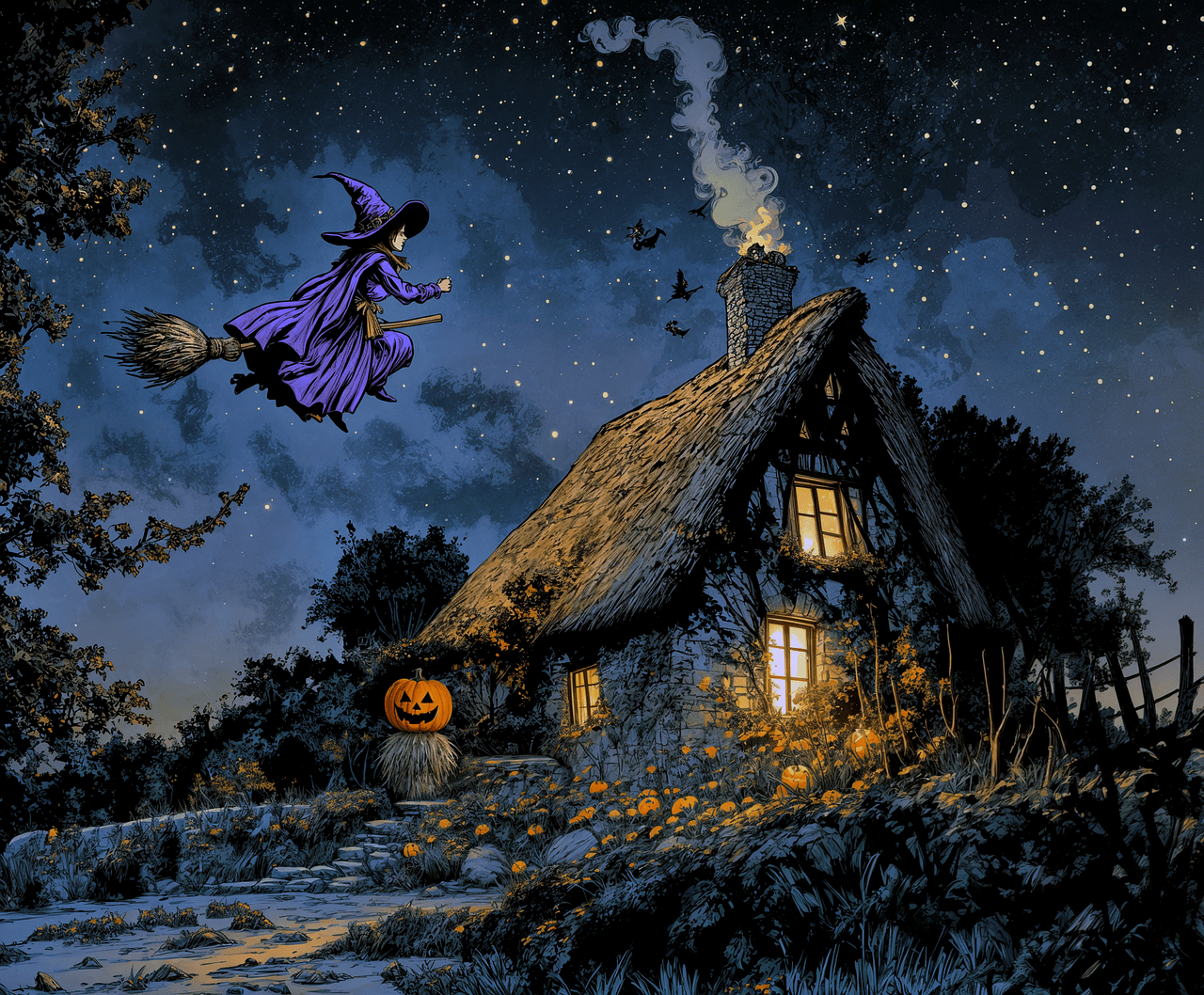 1280x1058 Free Witch Cottage & Nature Image