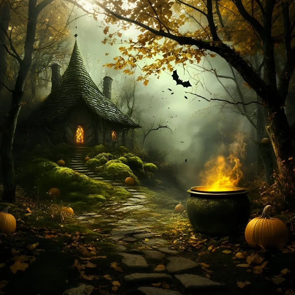 1000x1000 Halloween Backdrop For Photo Haunted Witch Cottage Backdrop GQ6- 7'W*5'H(2.2*1.5m)