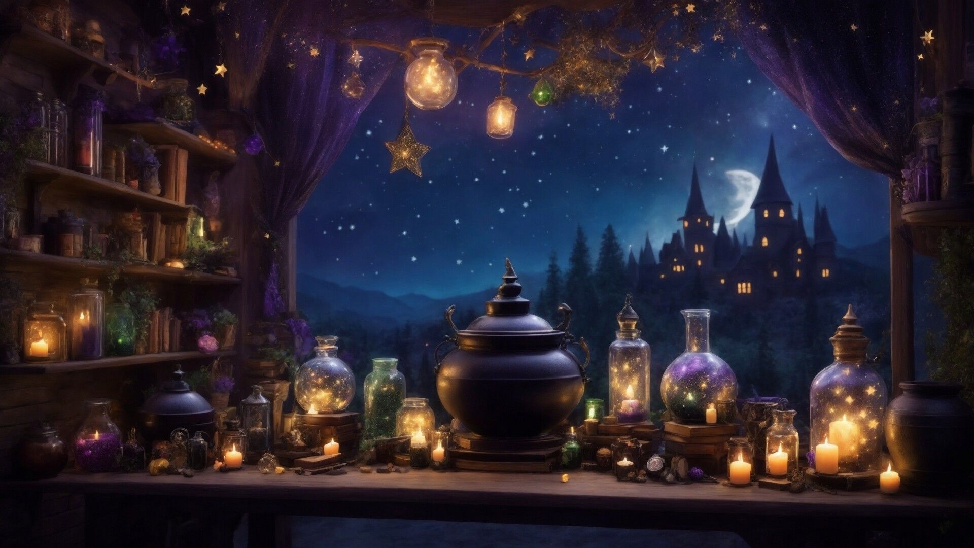 1920x1080 Enchanted Haunts: Spooky Halloween Wallpaper