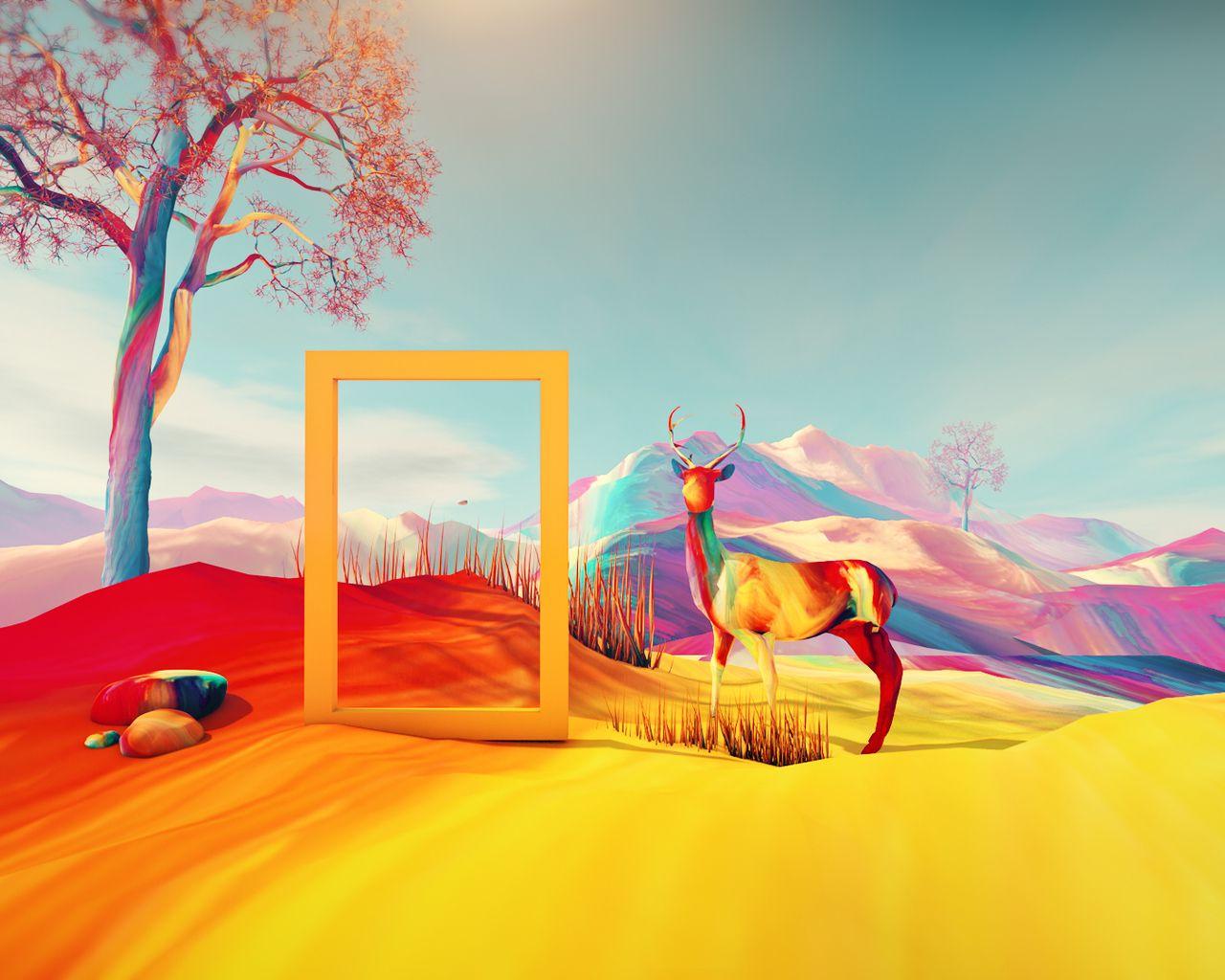 1280x1024 Colorful Digital Art Deer 1280x1024 Resolution HD 4k Wallpaper, Image, Background, Photo and Picture