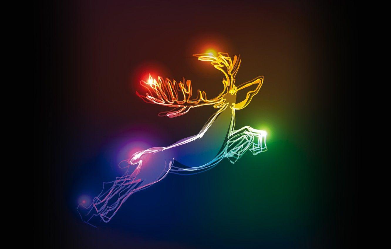 1332x850 Wallpaper colors, deer, Christmas, christmas, neon, xmas, deer image for desktop, section рендеринг