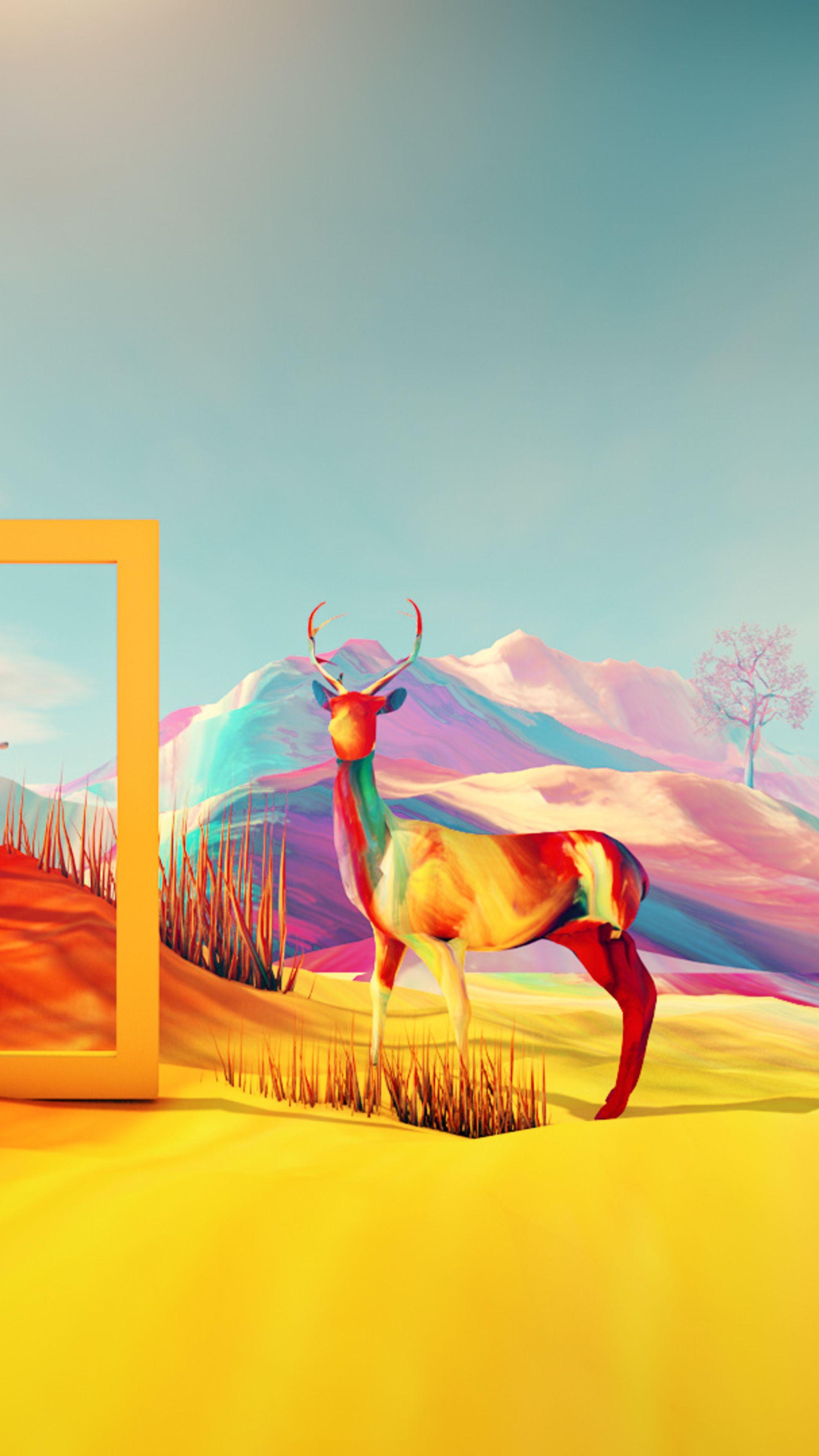 2160x3840 Colorful Digital Art Deer Sony Xperia X, XZ, Z5 Premium HD 4k Wallpaper, Image, Background, Photo and Picture