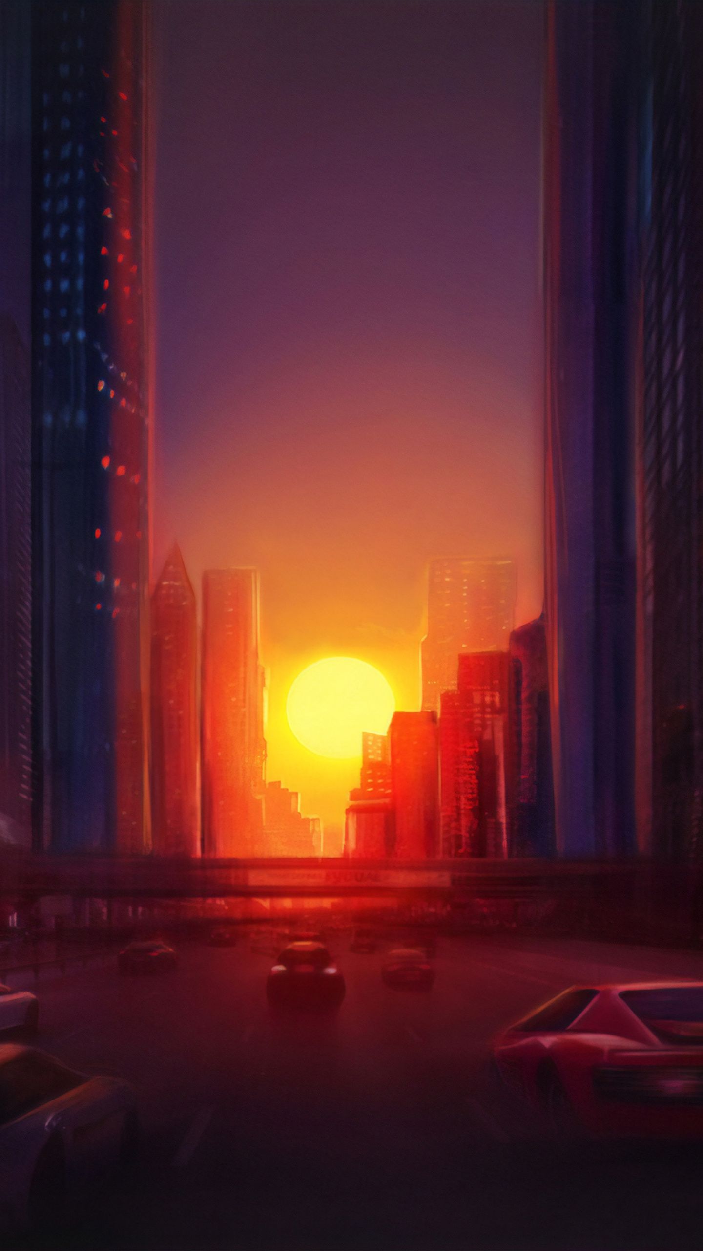 1440x2560 Digital Drawing City Sunset 4k Samsung Galaxy S S7 , Google Pixel XL , Nexus 6P , LG G5 , HD 4k Wallpaper, Image, Background, Photos and Picture