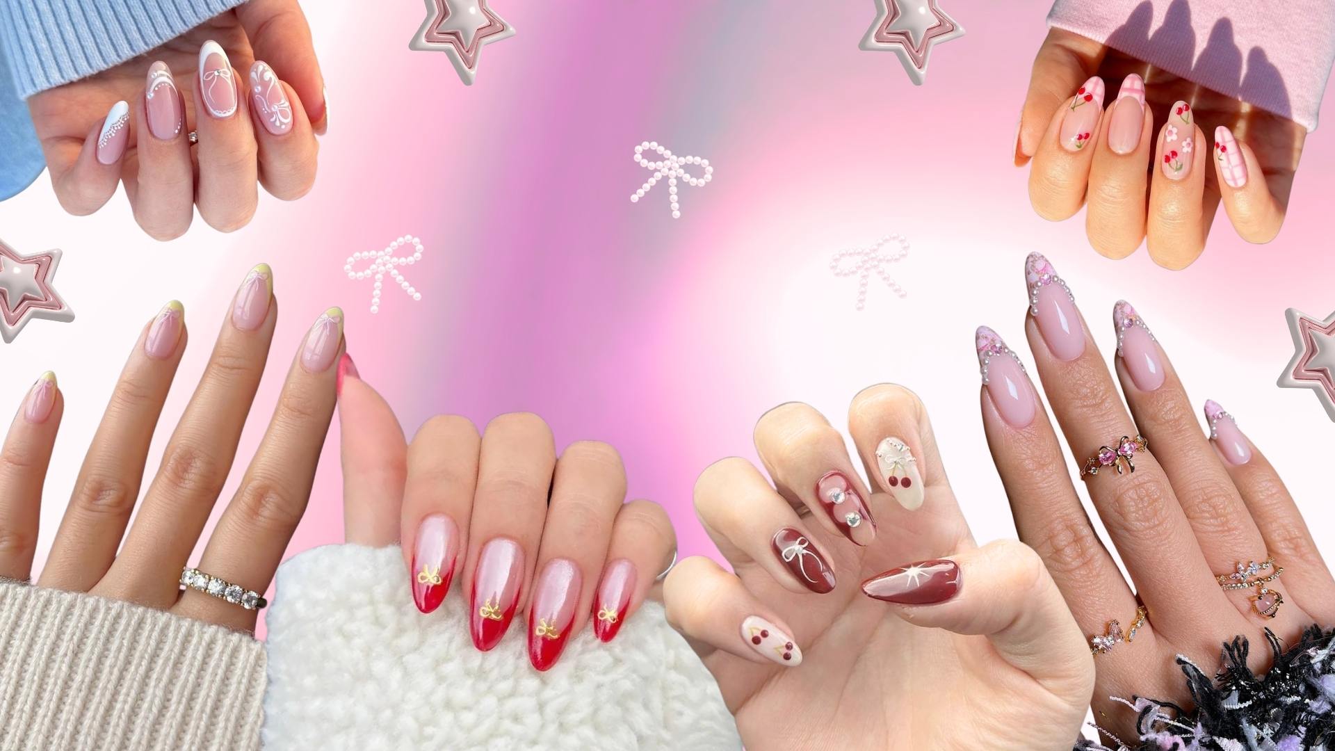 1920x1080 Coquette Nails Inspired by Ribbons and Rosy Hues