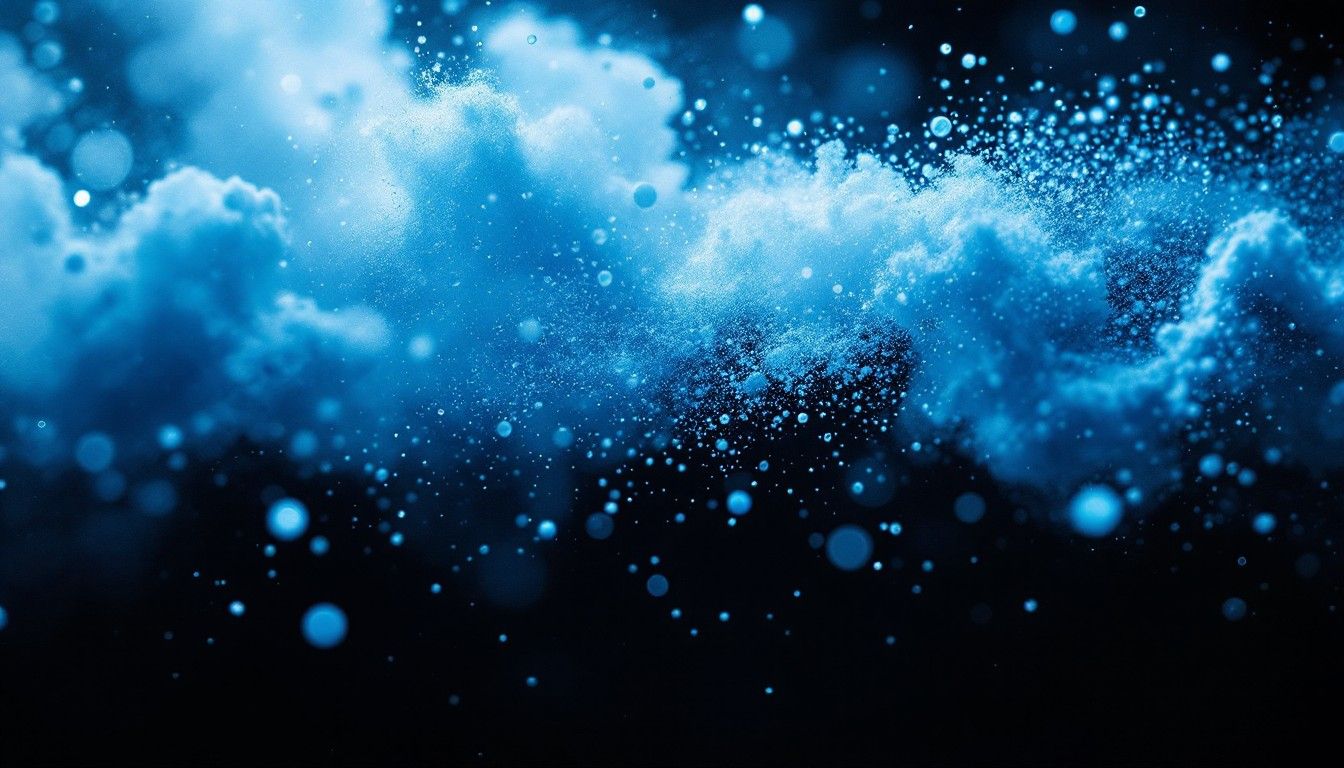 1344x768 Download Mystical Blue Particles Image, Blue, Powder