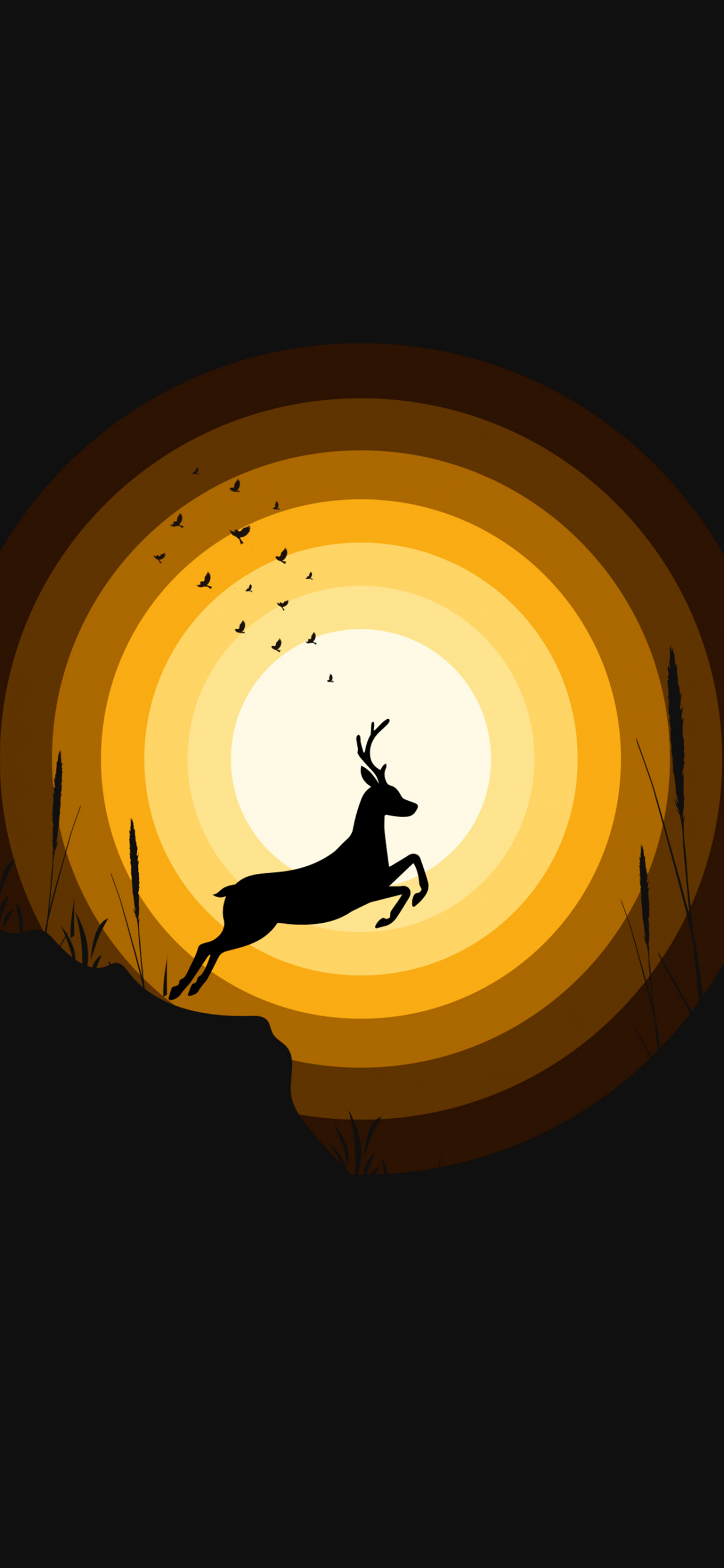 1242x2688 Deer 4K Wallpaper, Silhouette, Sun, Dark Background, Black Dark