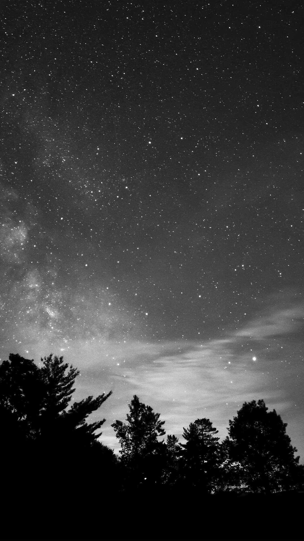 1242x2208 Sky Night Star Dark Mountain Cloud Shadow Bw iPhone 7 Wallpaper