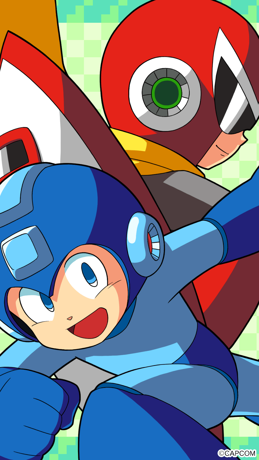 900x1600 Rockman Corner: Mega Man and Proto Man Strike a Pose in New Mobile Wallpaper