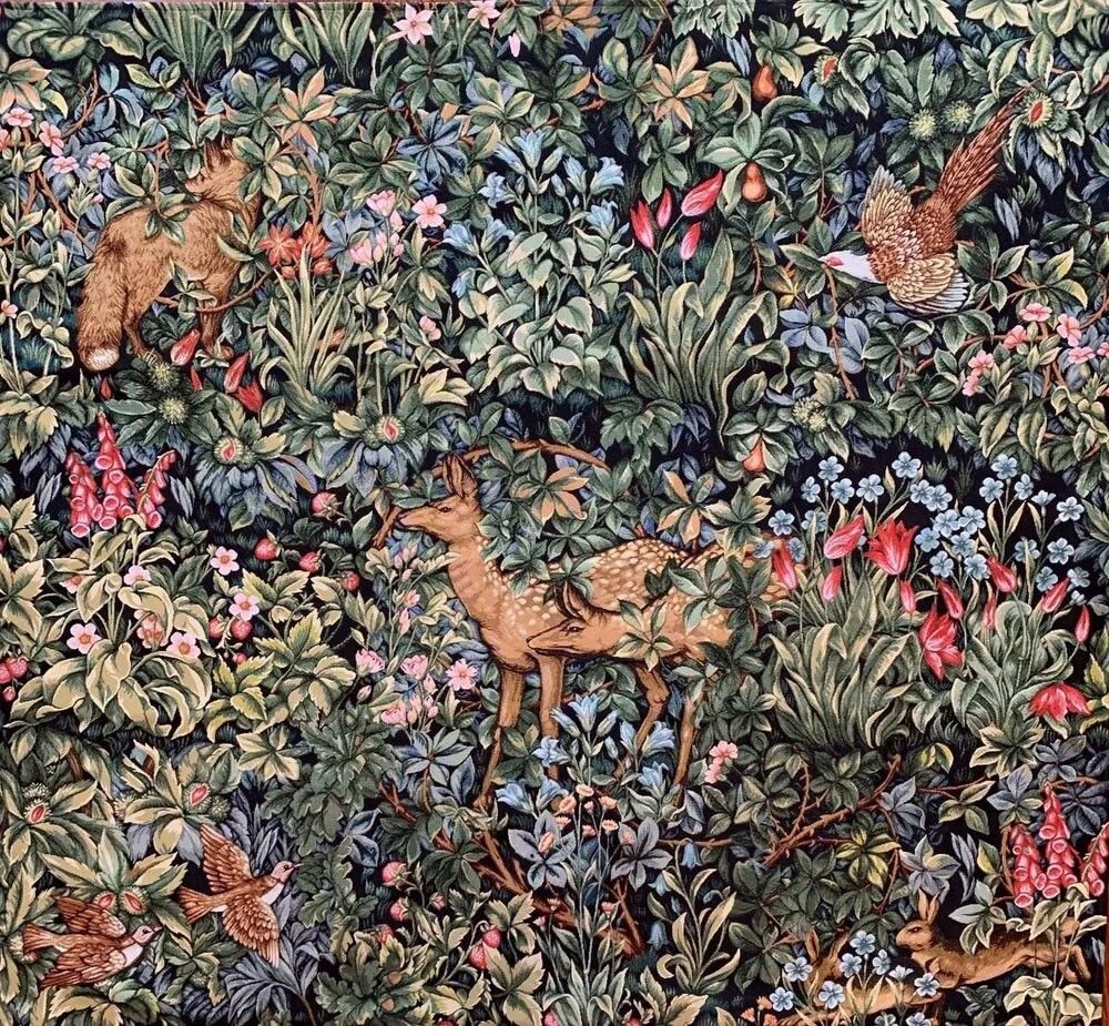 1000x925 Morris Art Forest Animals Flowers Medieval Tapestry Wall Hanging Greenery 58x66”