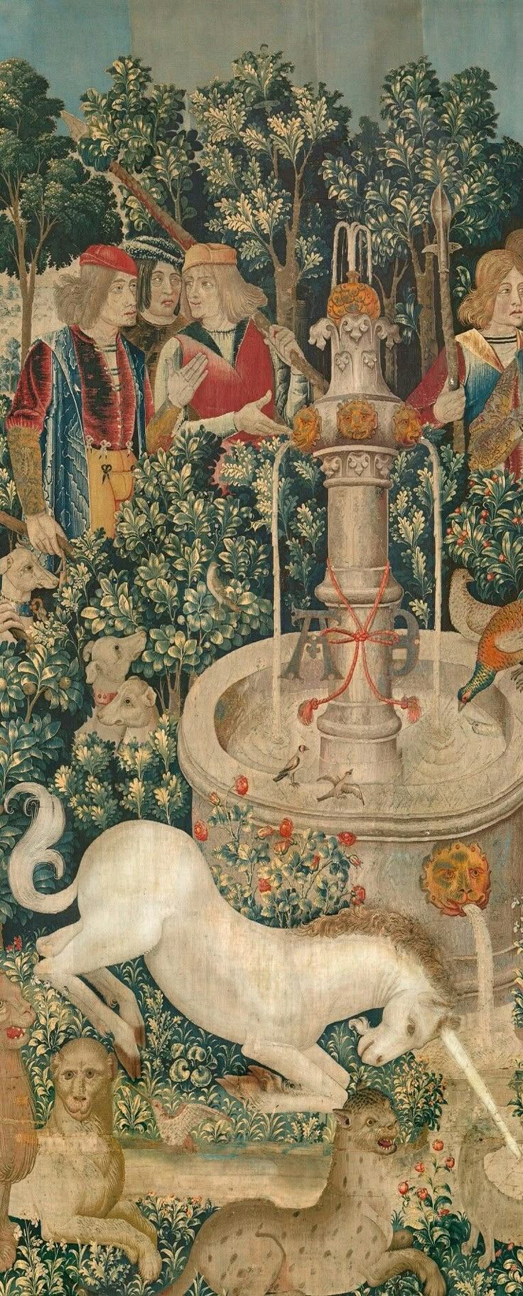 736x1822 One of the tapestries in the series The Hunt of the Unicorn: The Unicorn is Found, circa 1495- the Cloisters, Metropolitan Museum of Art, New York City (details)
