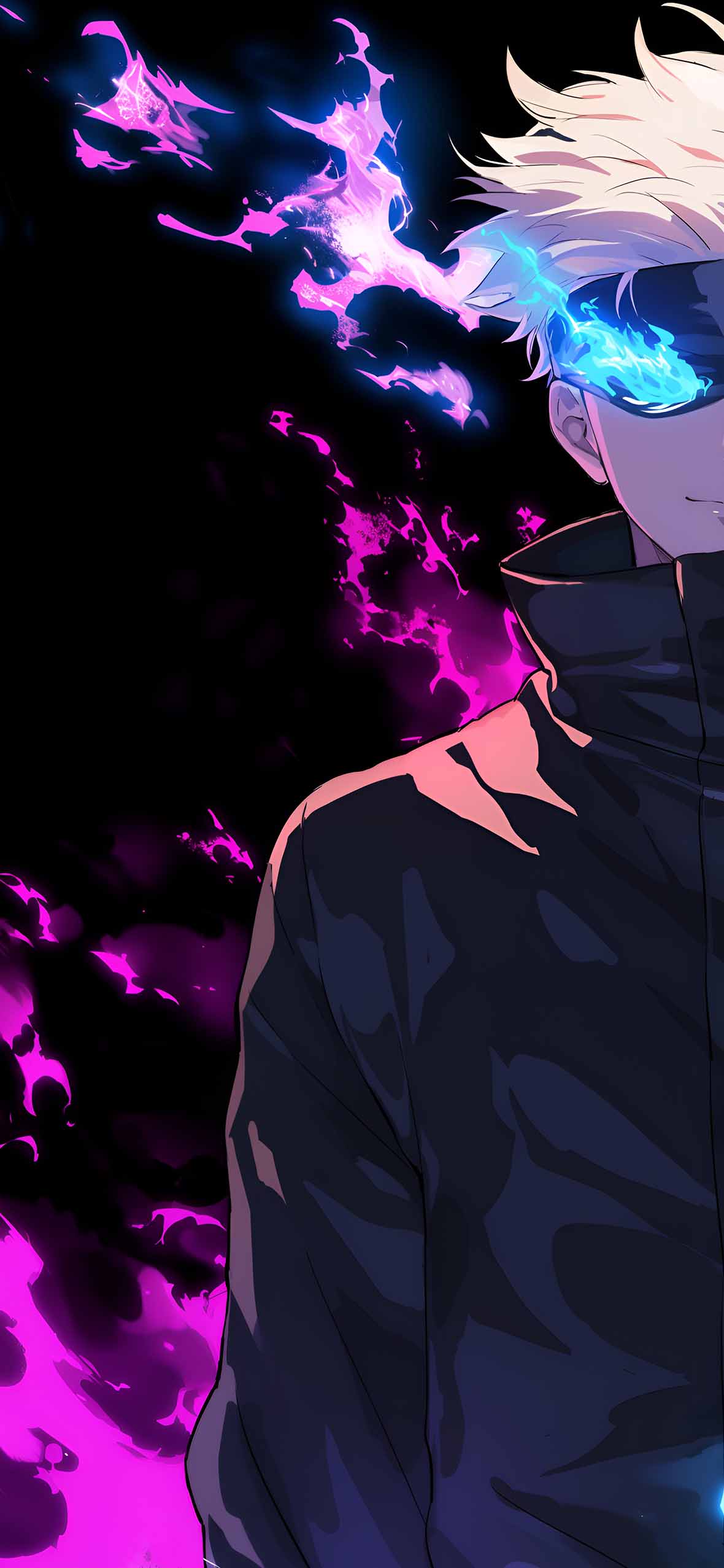 1180x2554 Mysterious Satoru Gojo Limitless Energy Tap to Switch Wallpaper