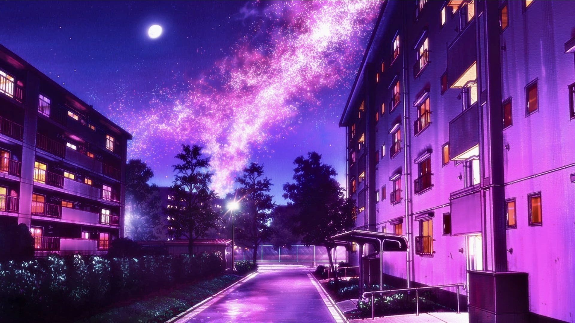 1920x1080 Call of the Night: Stunning HD Anime Wallpaper Under the Cosmic Skyx1215