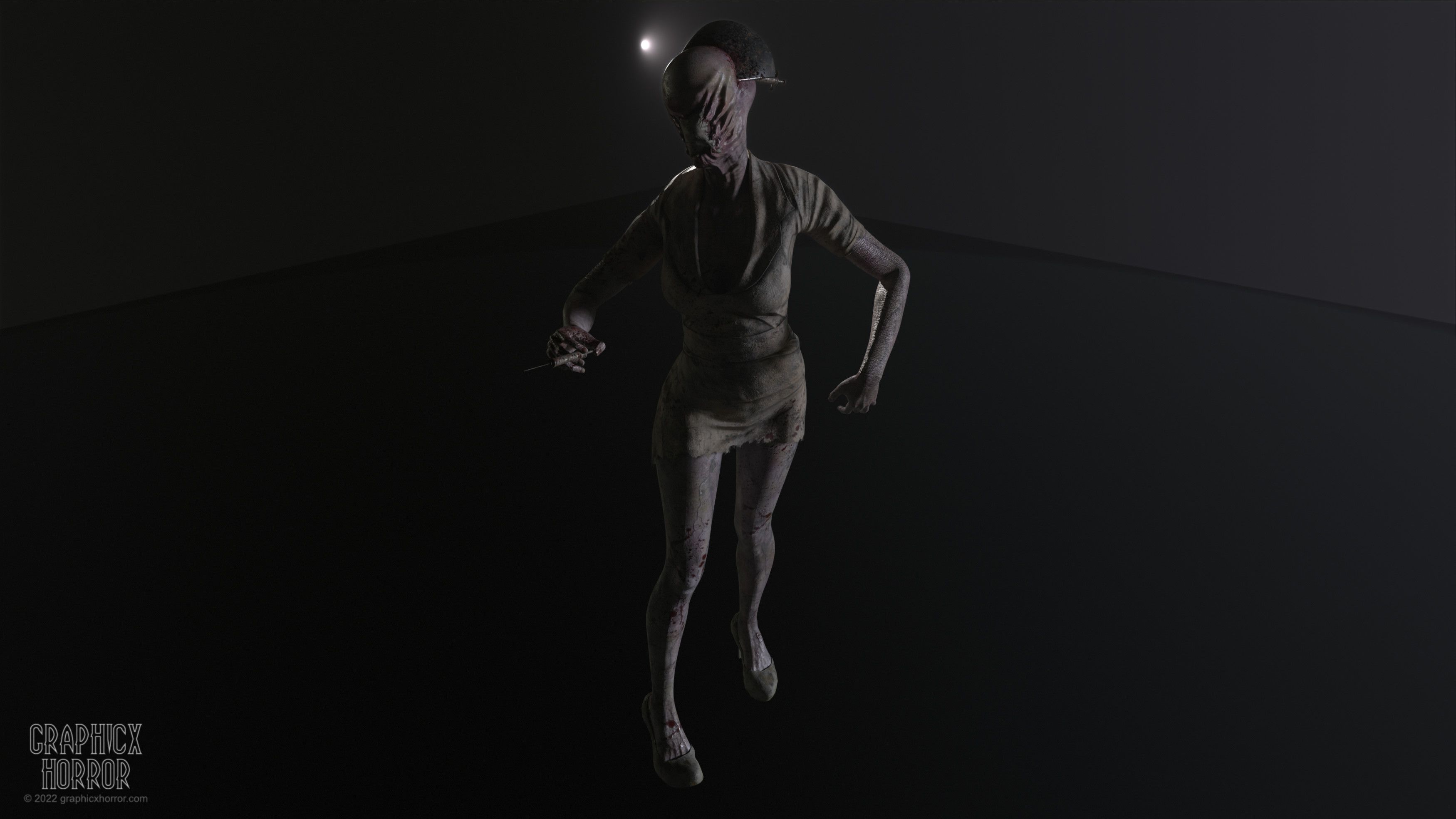 3500x1969 Graphicx Horror Mouth Nurse (Silent Hill 2 fan art)