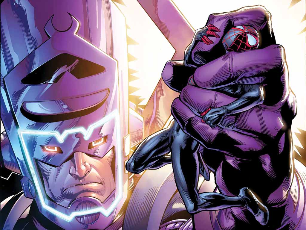 1024x768 My Free Wallpaper Wallpaper : Galactus Vs Ultimate Spider Man