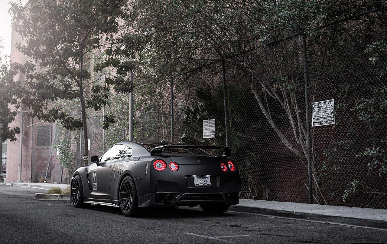 1280x806 Desktop Wallpaper Nissan GT R Black Cars Back View