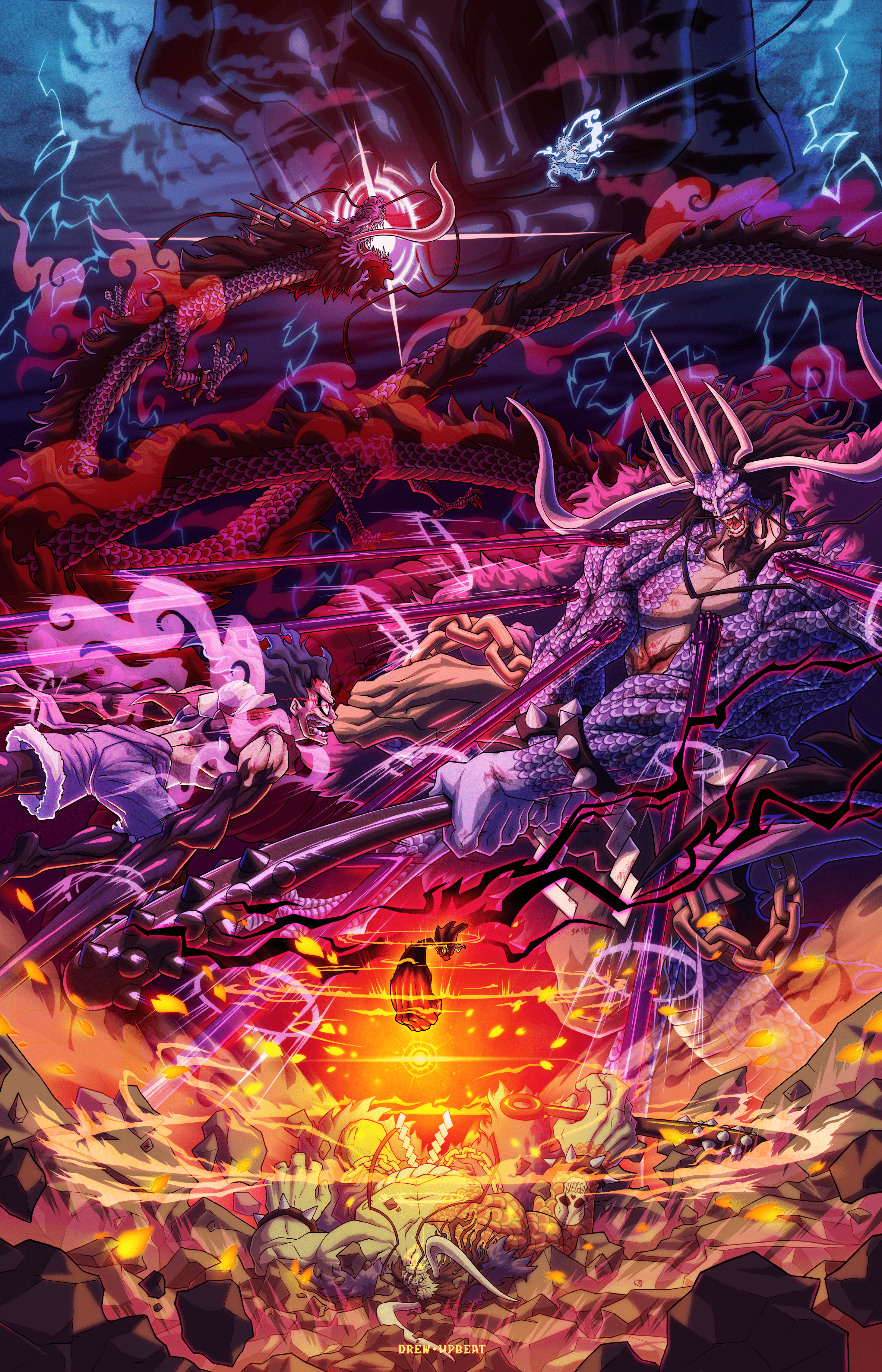 2925x4550 Drums of Liberation. One Piece Fanart Poster -Luffy vs Kaido
