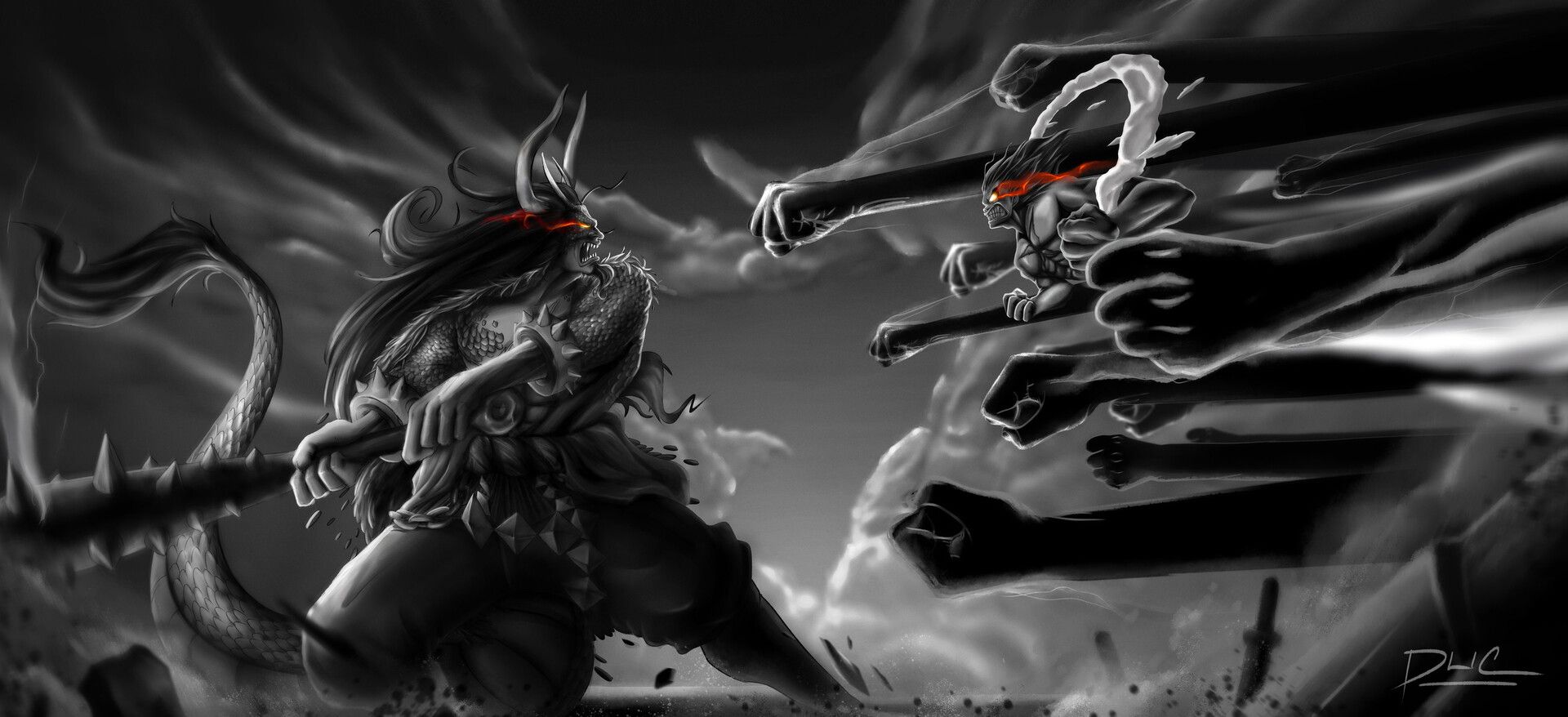 1920x878 Luffy vs Kaido. Fanart One Piece