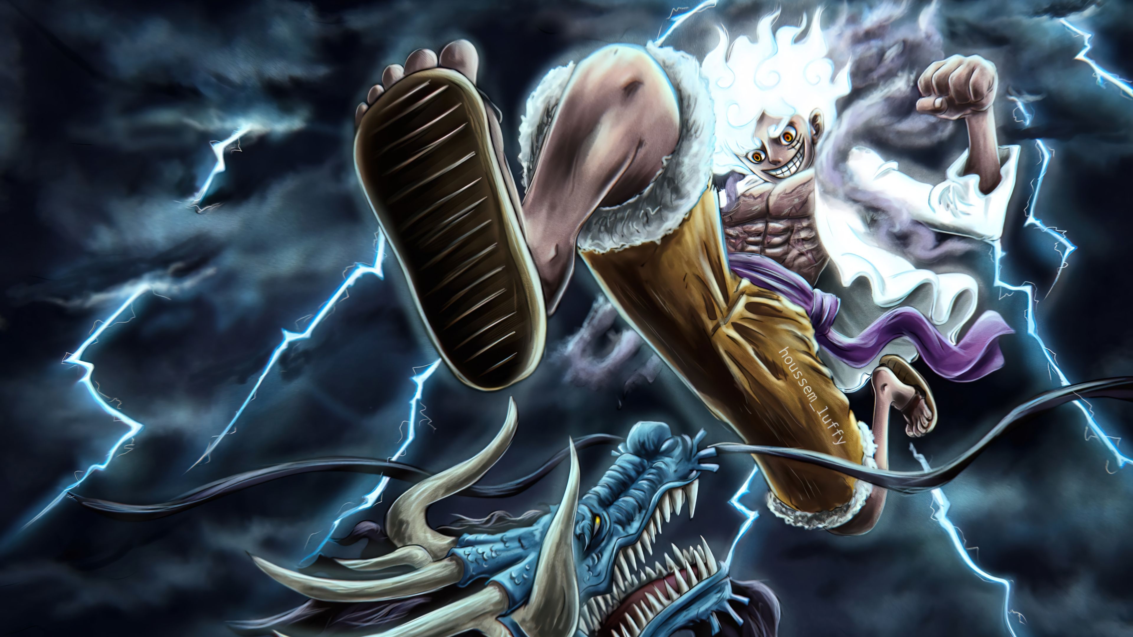 3840x2160 Luffy Gear 5 vs. Kaido Dragon Wallpaper 4K HD PC g
