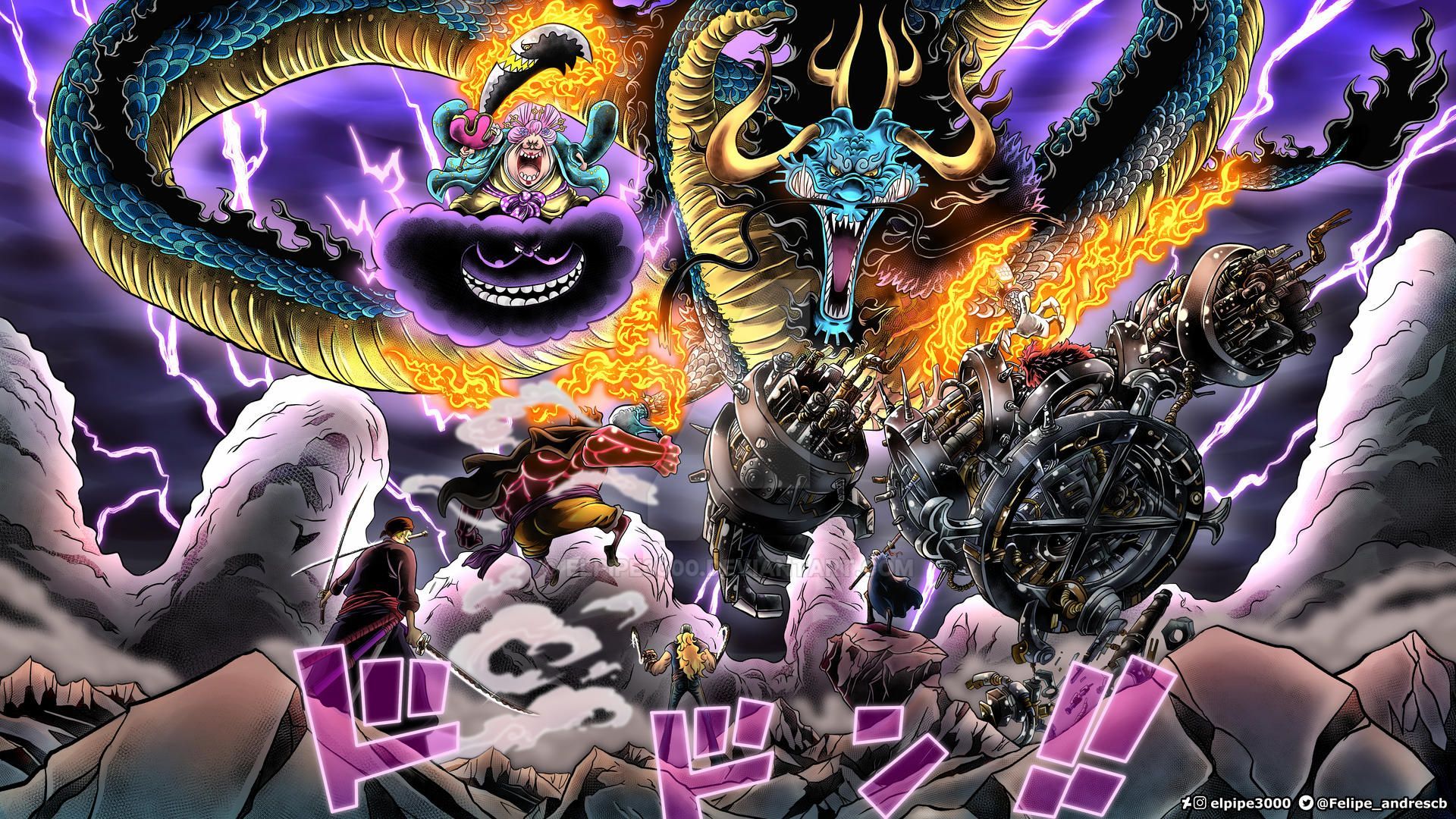1920x1080 Luffy Vs Kaido And Big Mom Wallpaper