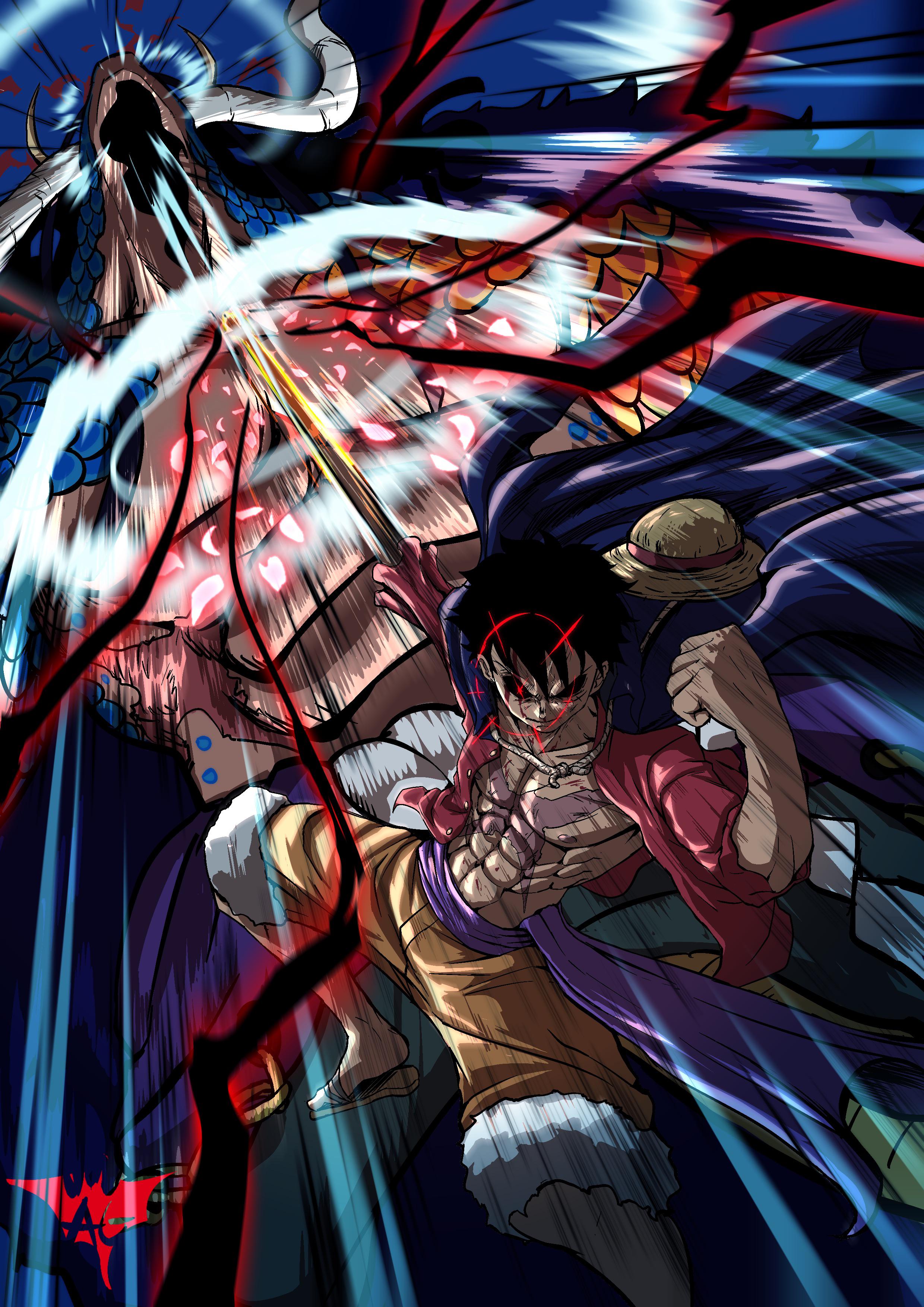 2480x3508 Clash of Conquerors: Luffy vs. Kaido (by me!)