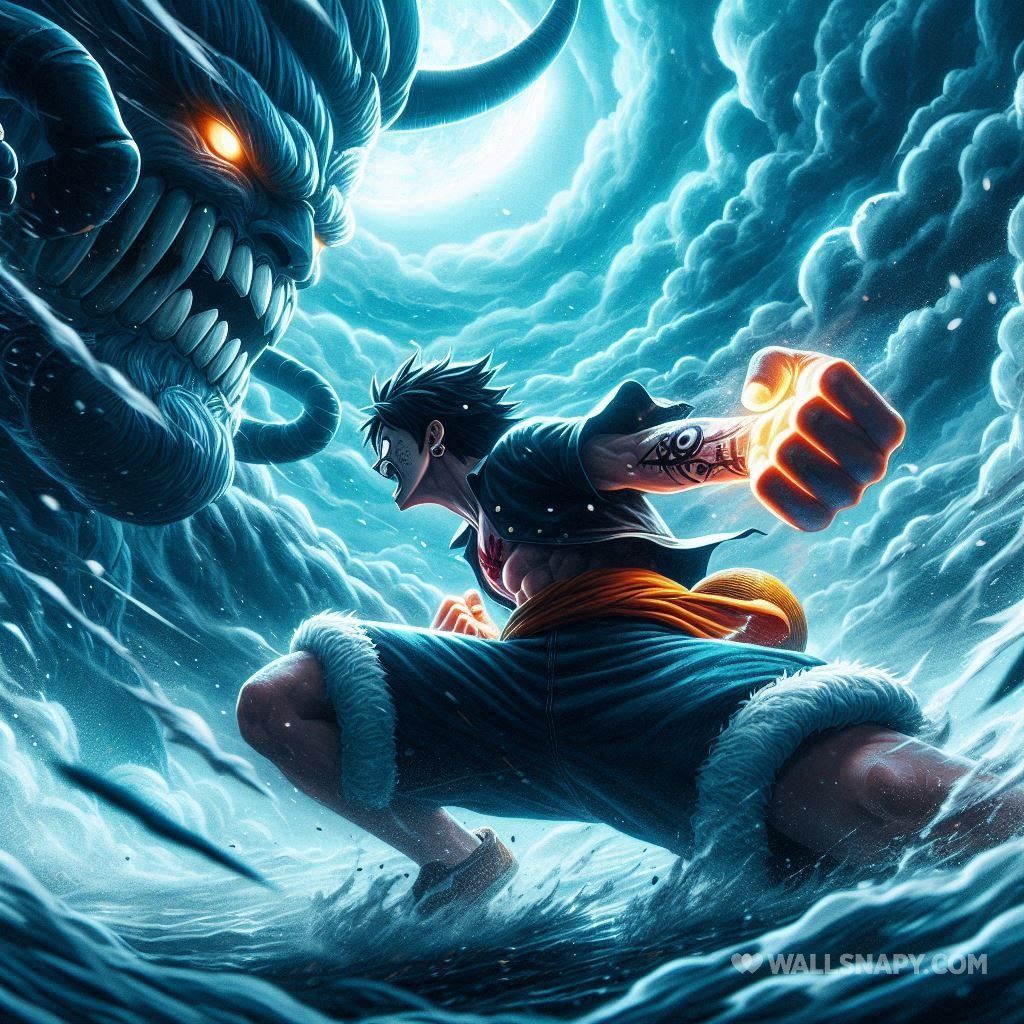 1024x1024 Storm clouds gear 5 luffy vs kaido poster