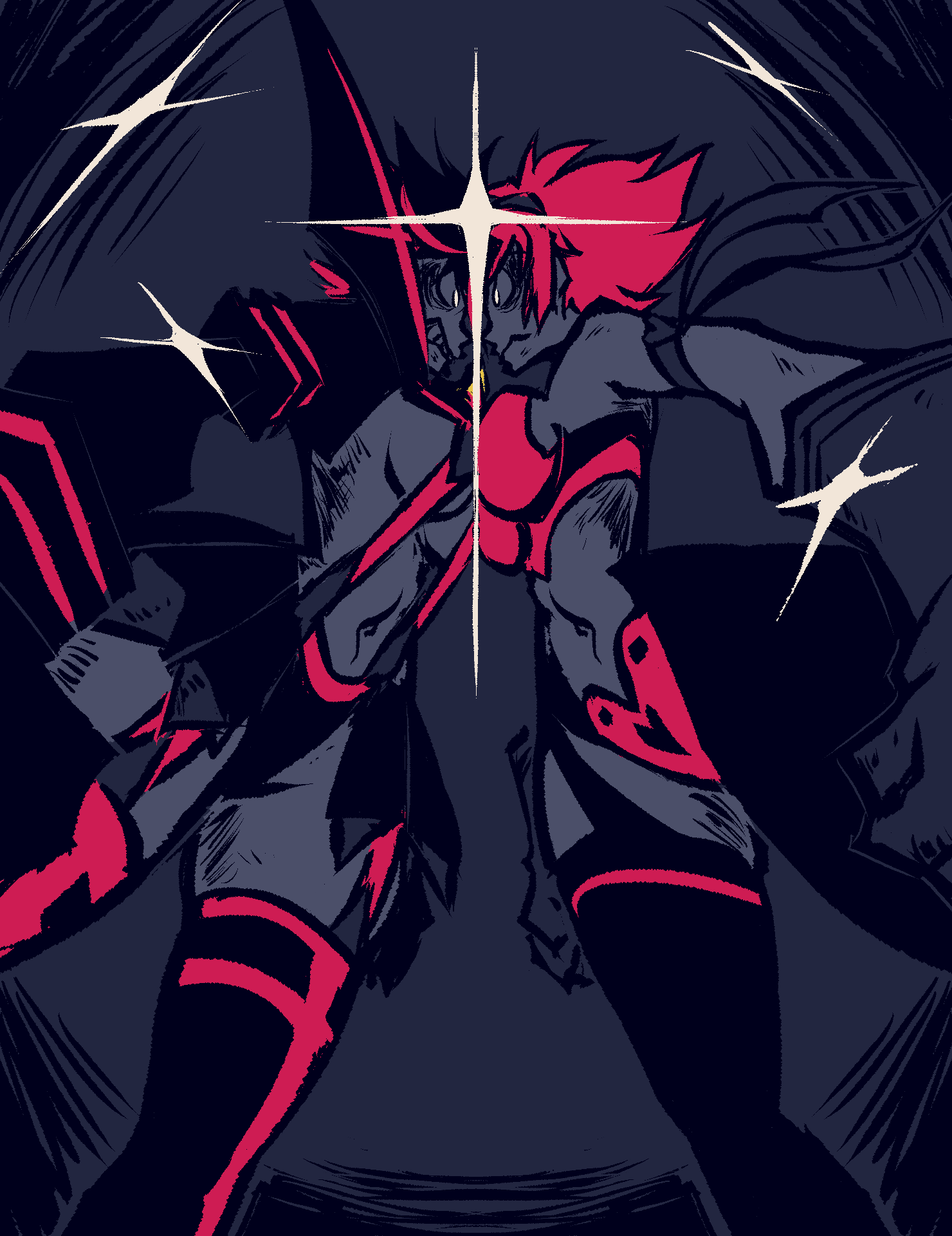 1480x1920 Ryuko vs Cutie Honey fanart