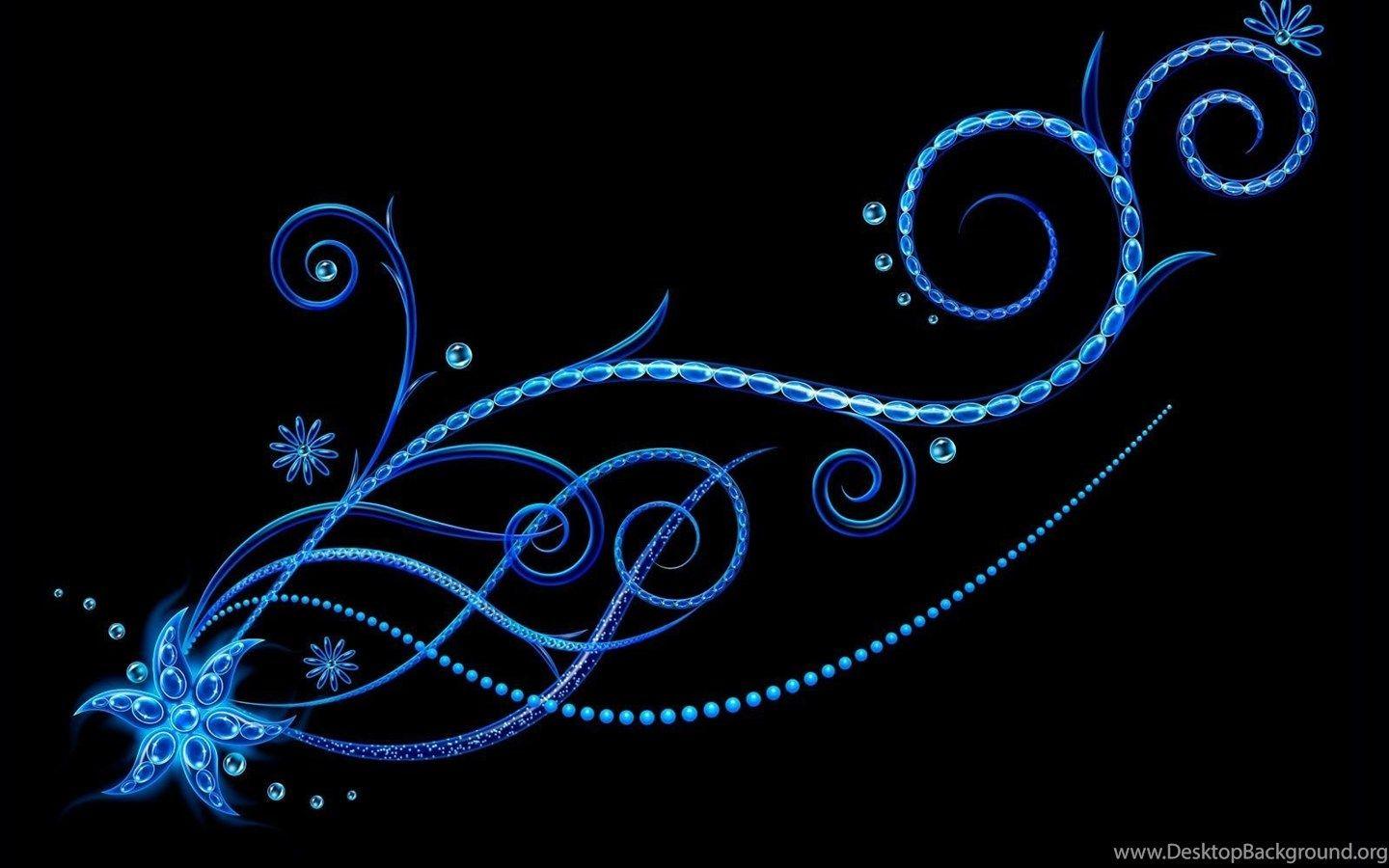 1440x900 Black Background Blue Flower Design HD Wallpaper. Desktop Background