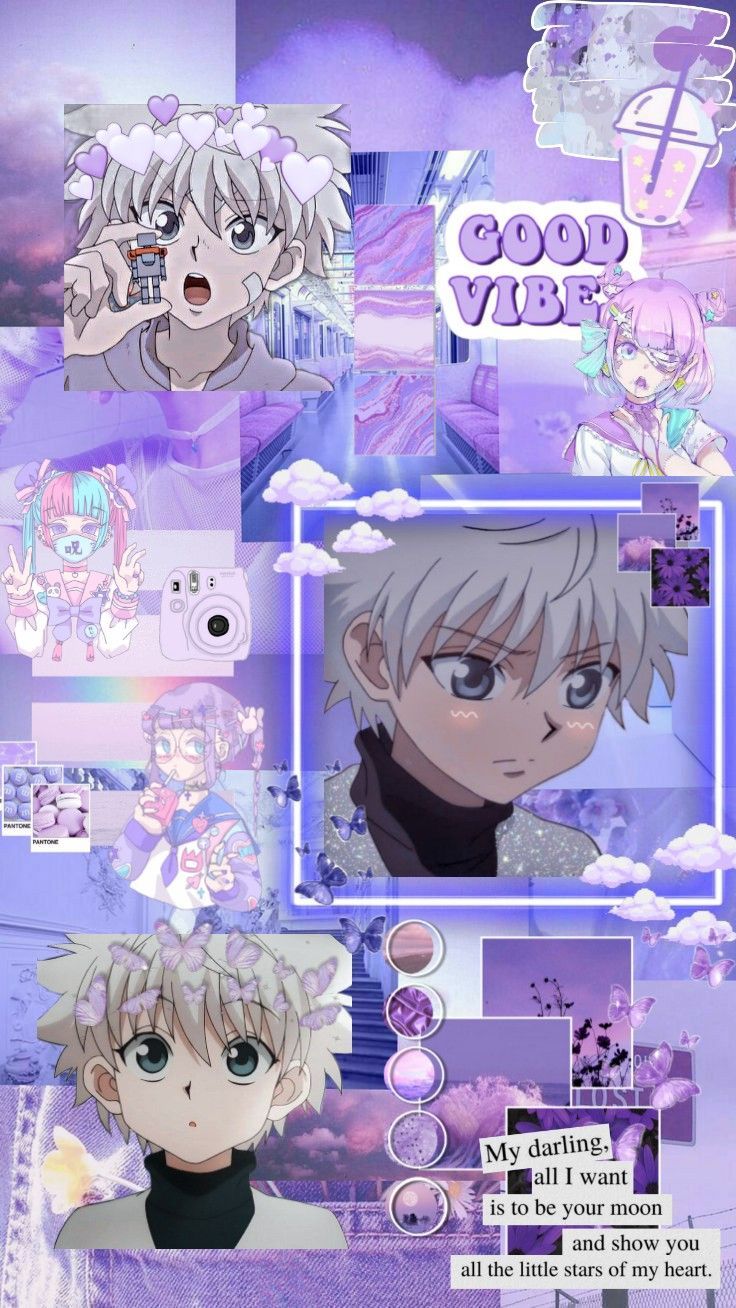736x1308 Killua Zoldyck. Purple killua wallpaper, Killua purple aesthetic, Killua background