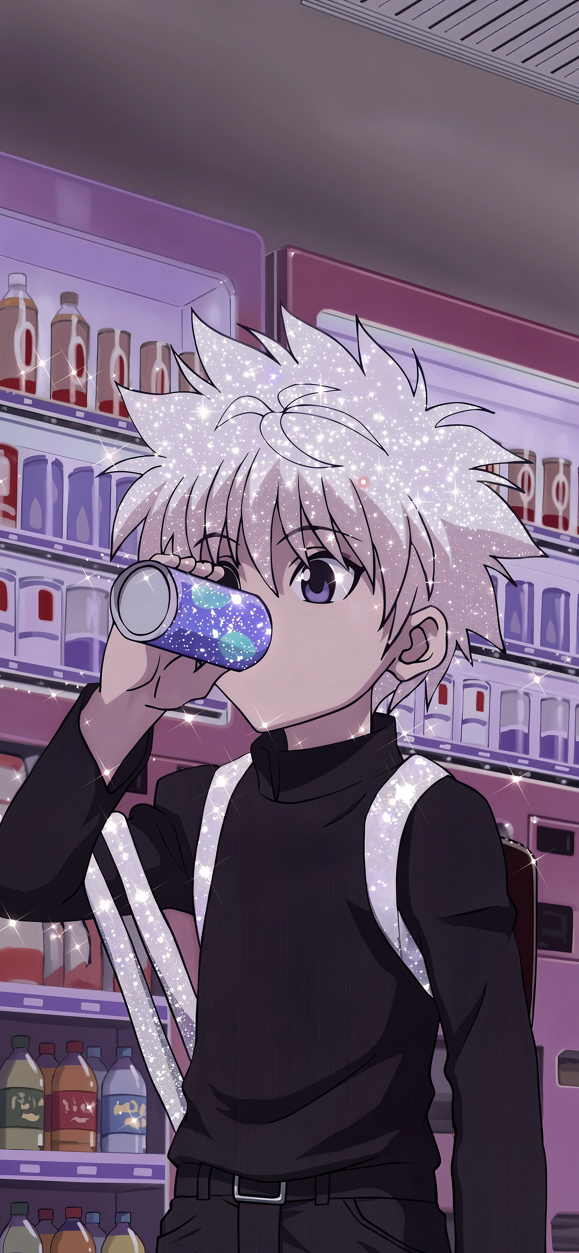 2368x5120 Purple Glitter Killua HxH Pfp Wallpaper