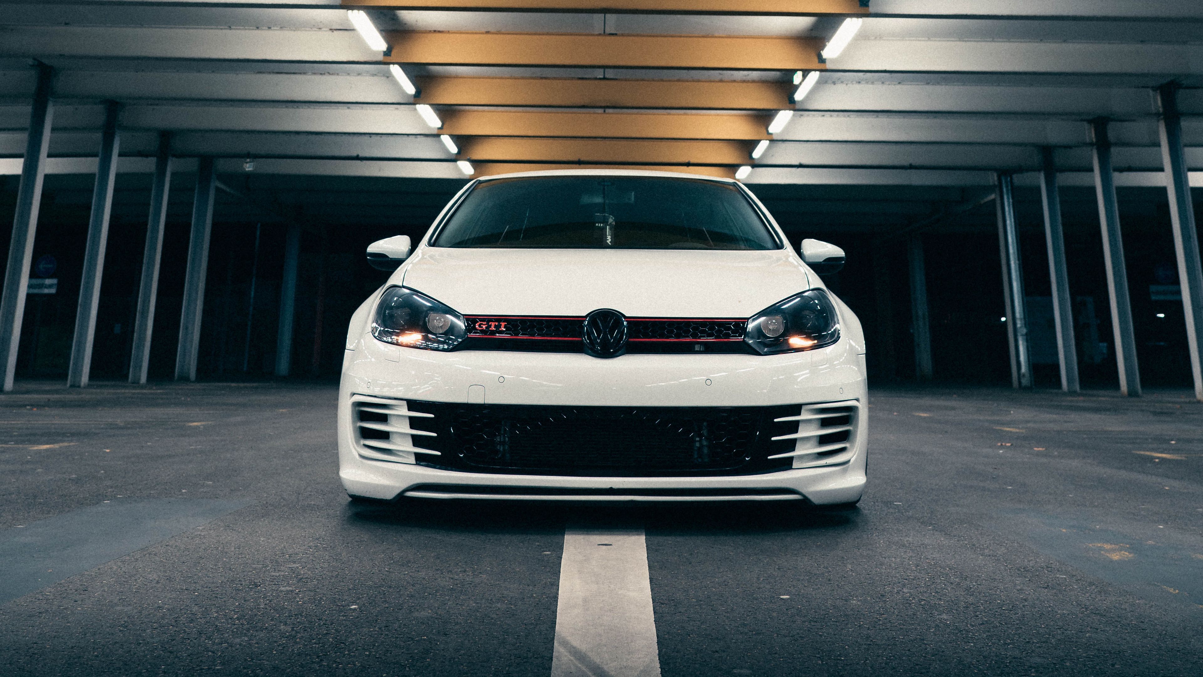 3840x2160 Download wallpaper 3840x2160 volkswagen golf gti, volkswagen, car, white, front view 4k uhd 16:9 HD background