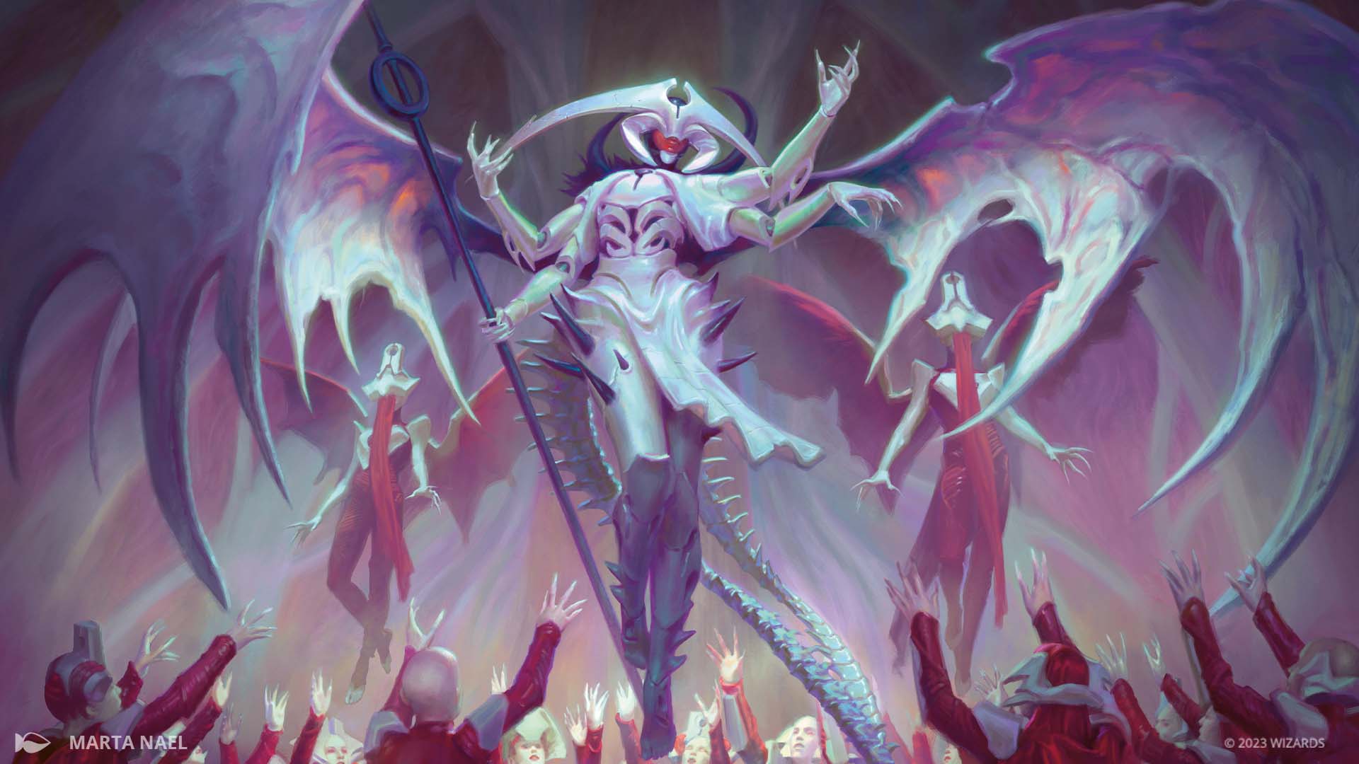 1920x1080 Atraxa, Grand Unifier MtG Art from Phyrexia: All Will Be One Set by Marta Nael of Magic: the Gathering