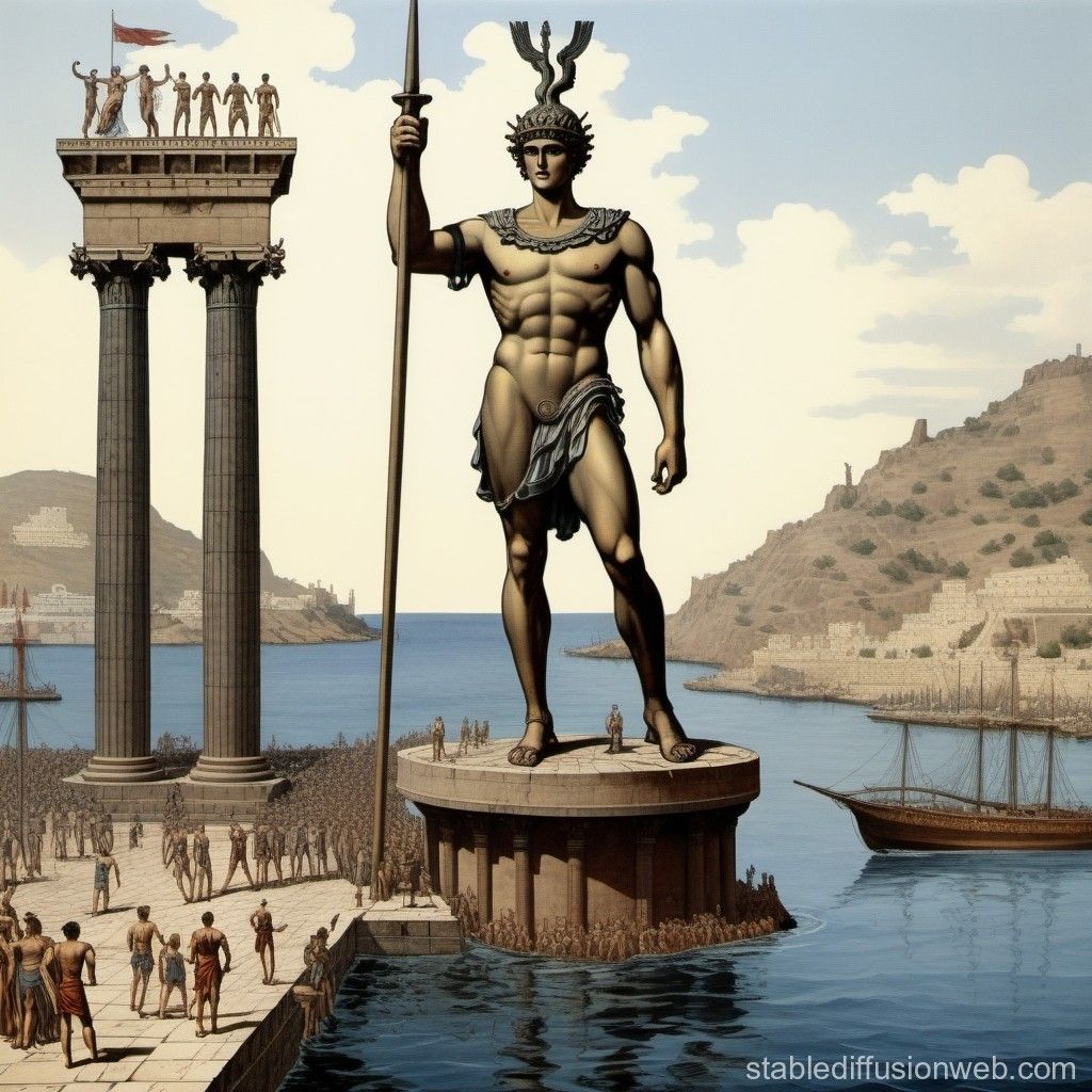 1024x1024 Grand Scale Depiction of Colossus of Rhodes. Stable Diffusion Online